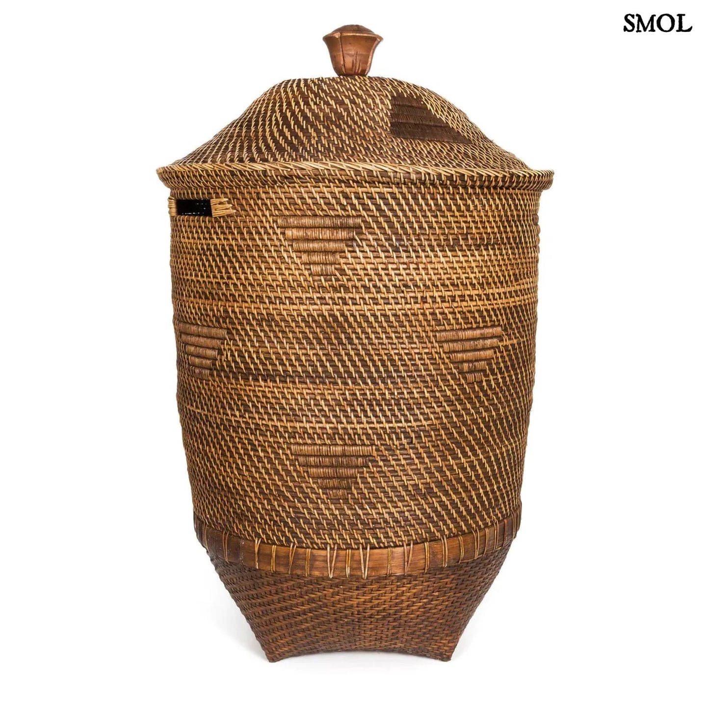 Rattan Tárolókosár fedéllel, 90 cm | COLONIAL LAUNDRY | SMOL - fehér háttérrel