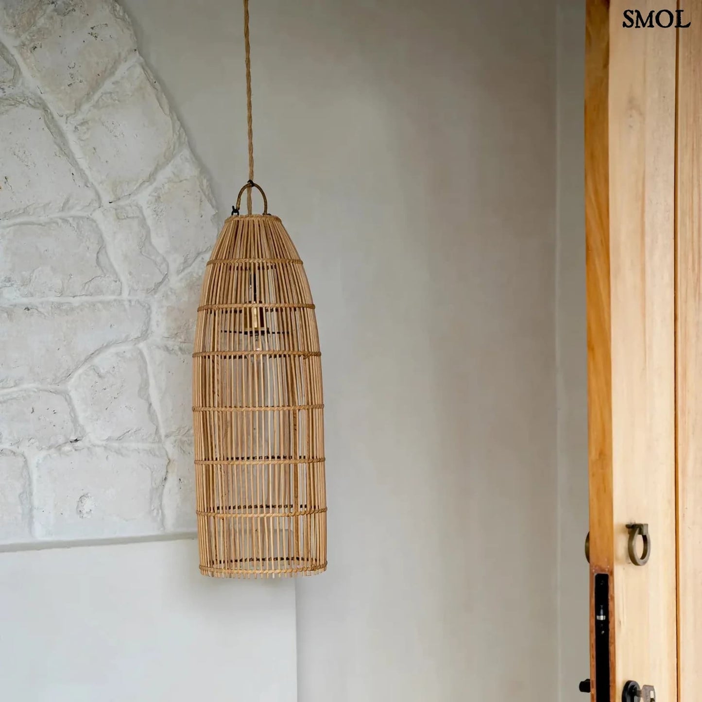Rattan függőlámpaernyő, 62 cm | FISH TRAP | SMOL - ajtóval