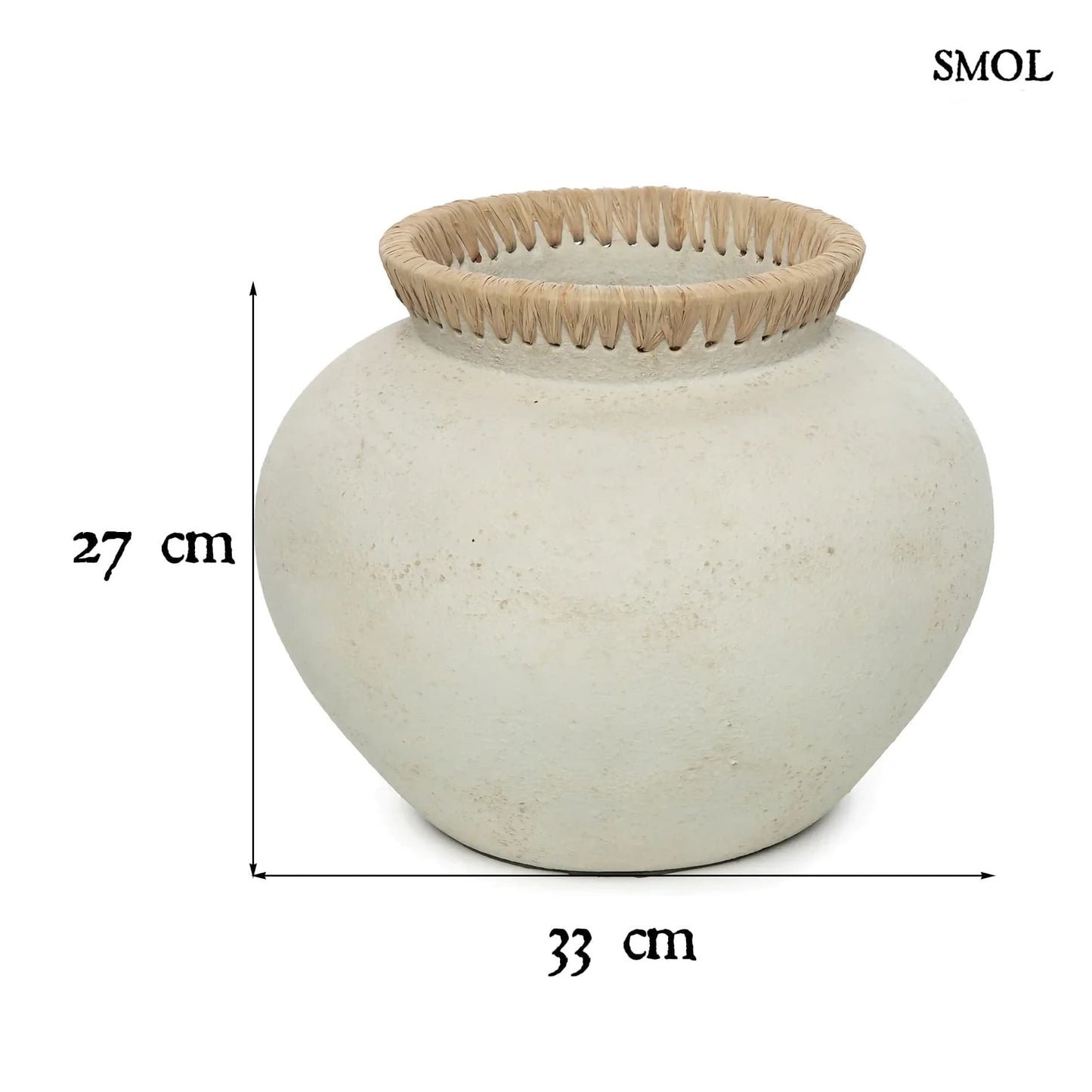 SCOUT, terrakotta váza raffiával, ⌀33 cm - smol.hu