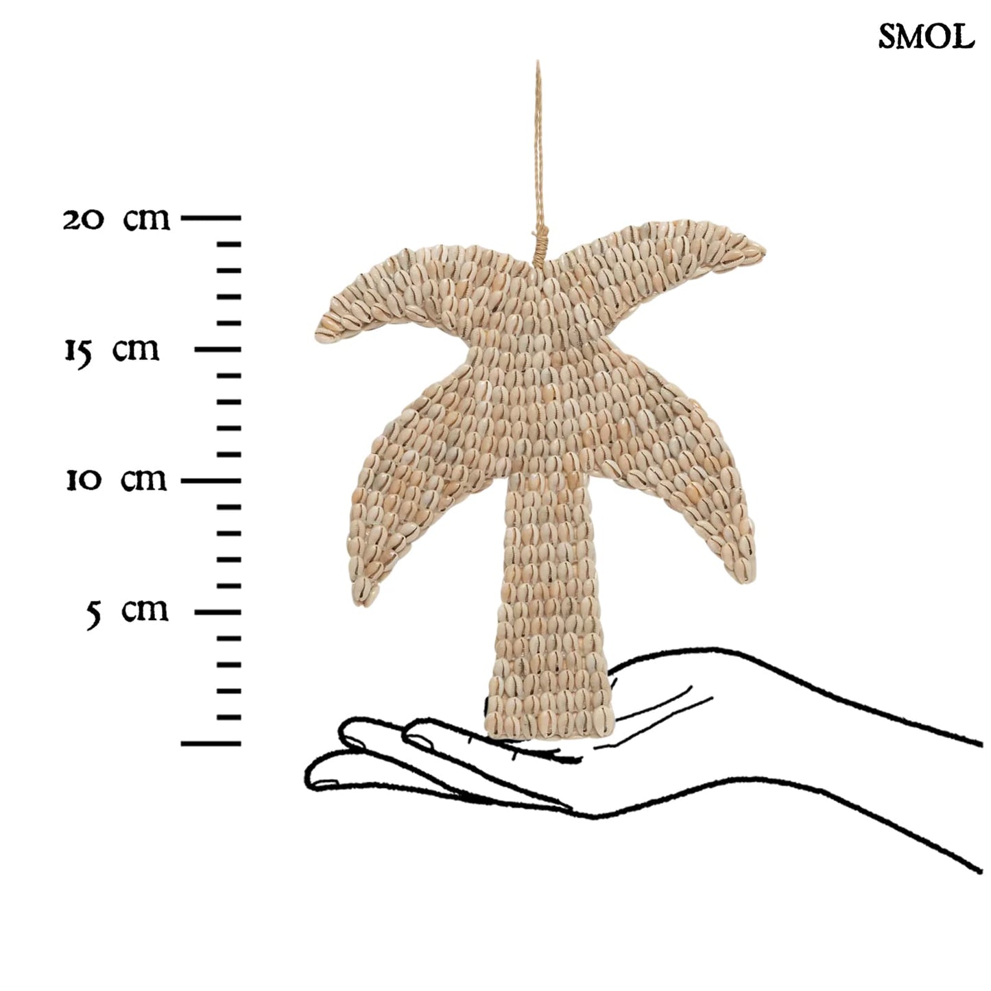 SHELL PALM, pálmafa formájú, kagylós függődísz, 20 cm - smol.hu - méretarányosan