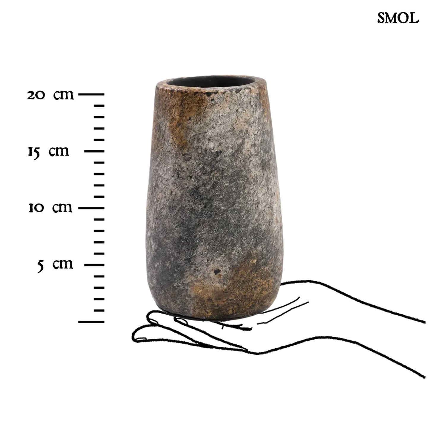 SPOOKY, antik szürke, terrakotta váza, 22 cm - smol.hu