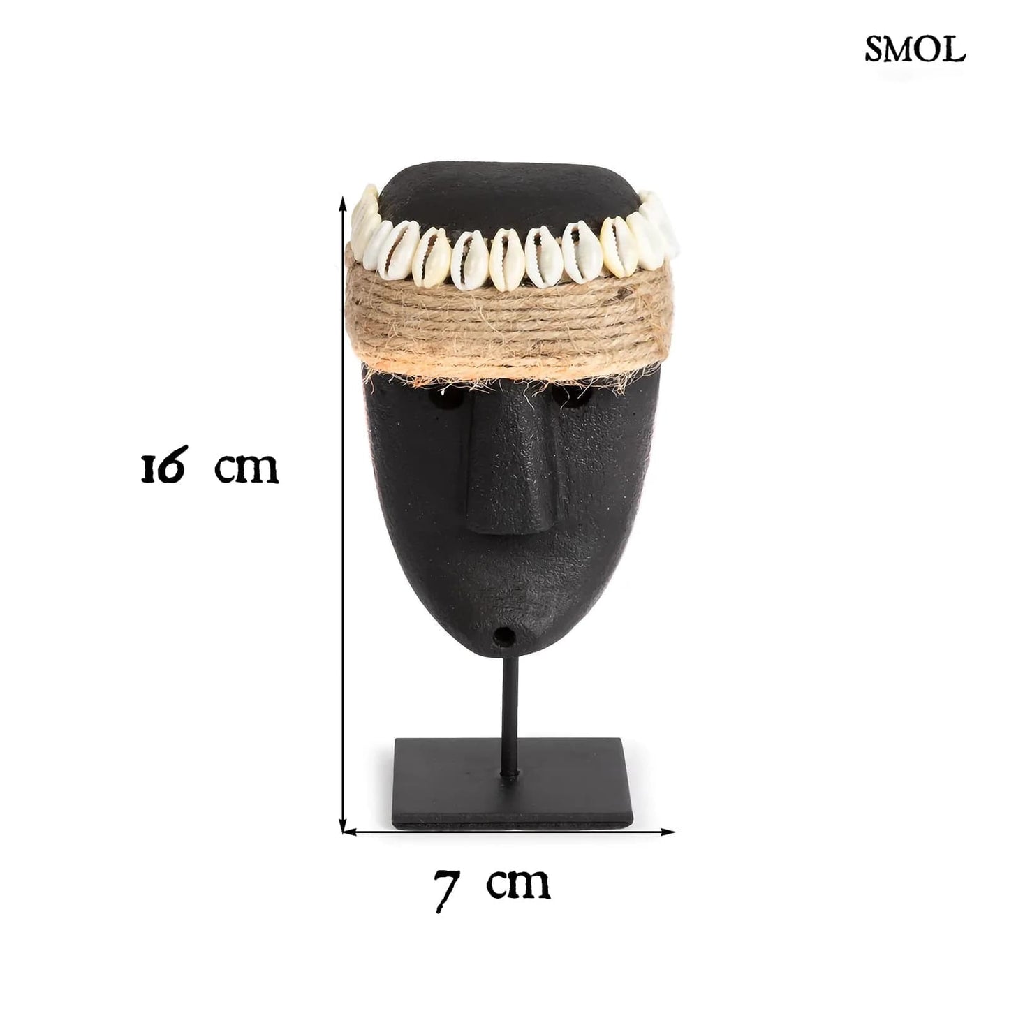 SUMBA35, fekete kőszobor tartón, 16 cm - smol.hu
