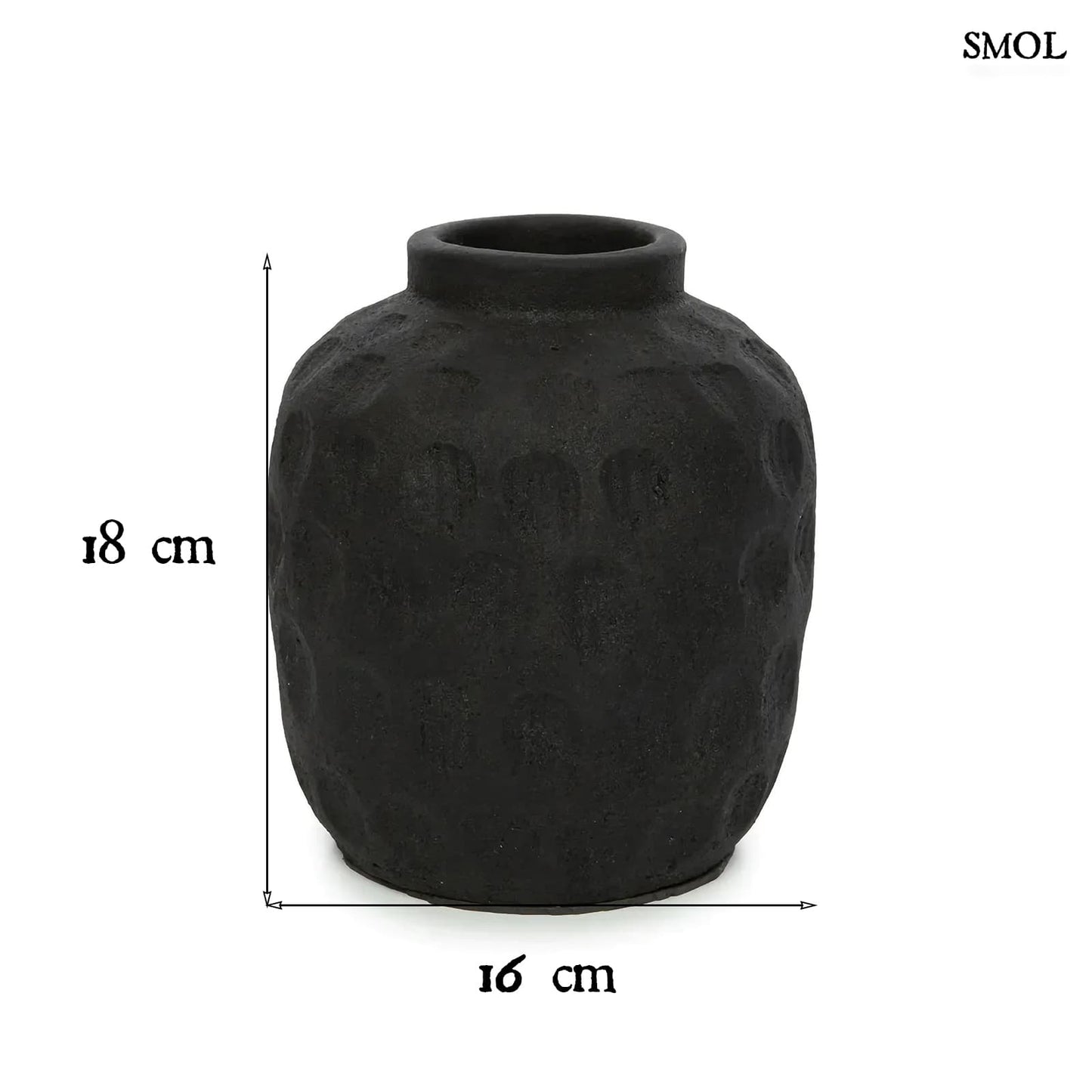 TRENDY, fekete, terrakotta váza, 18 cm - smol.hu