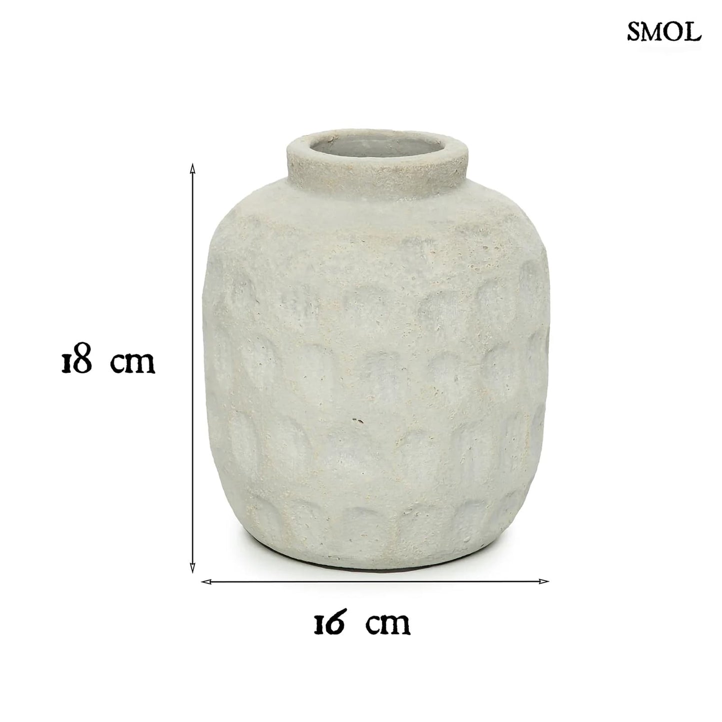 TRENDY, szürke, terrakotta váza, 18 cm - smol.hu
