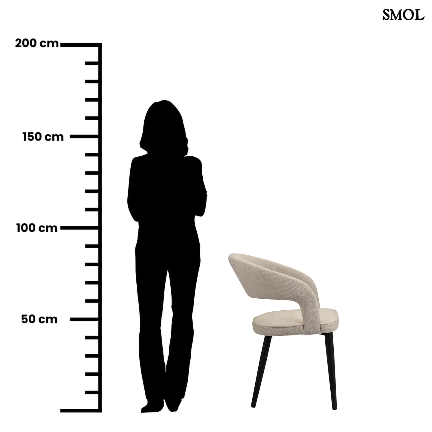 TUSK BEIGE, 2 db kárpitozott étkezőszék - tűzálló - smol.hu - méretarányosan