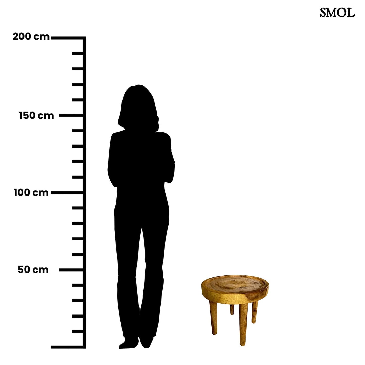 Természetes Fa Kisasztal | SUAR SIDE | SMOL - méretarányosan
