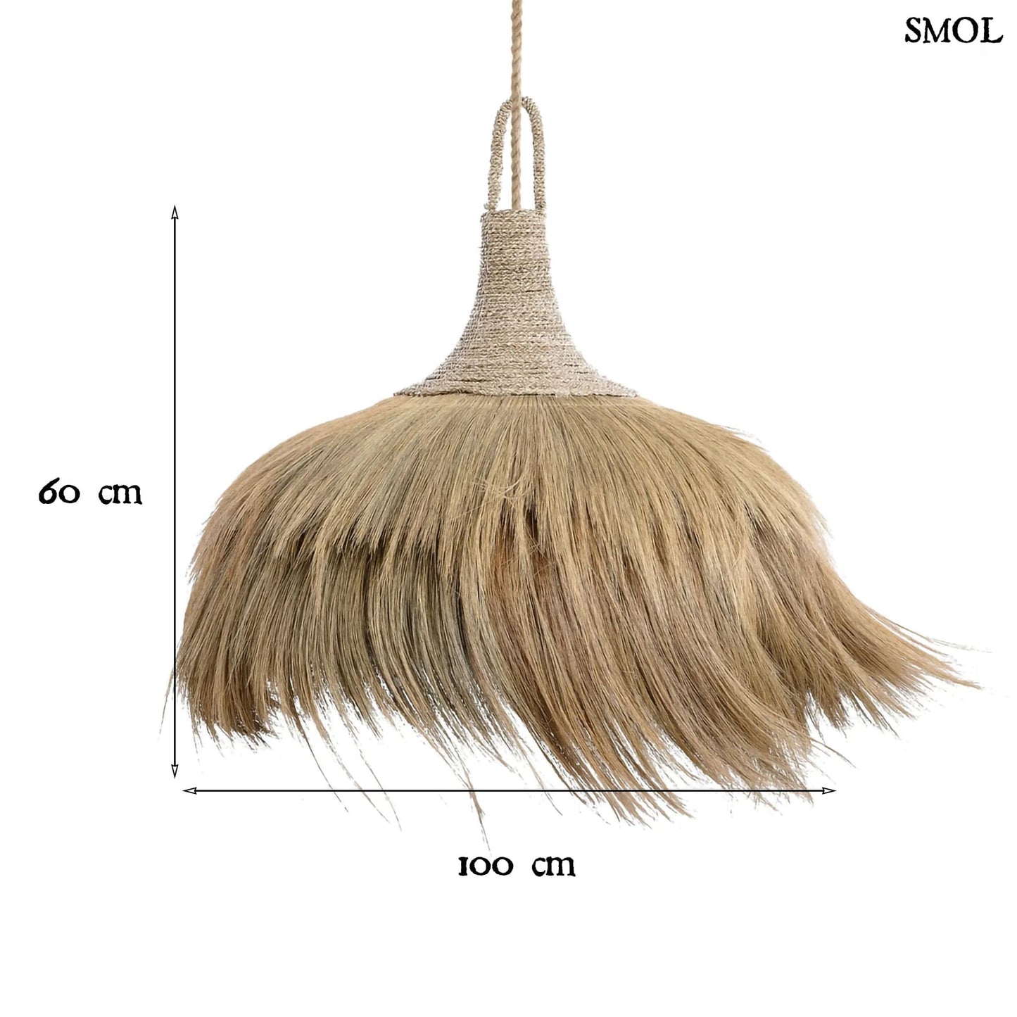Természetes Függőlámpaernyő, ⌀100 cm | MAKIKI | SMOL - méretekkel