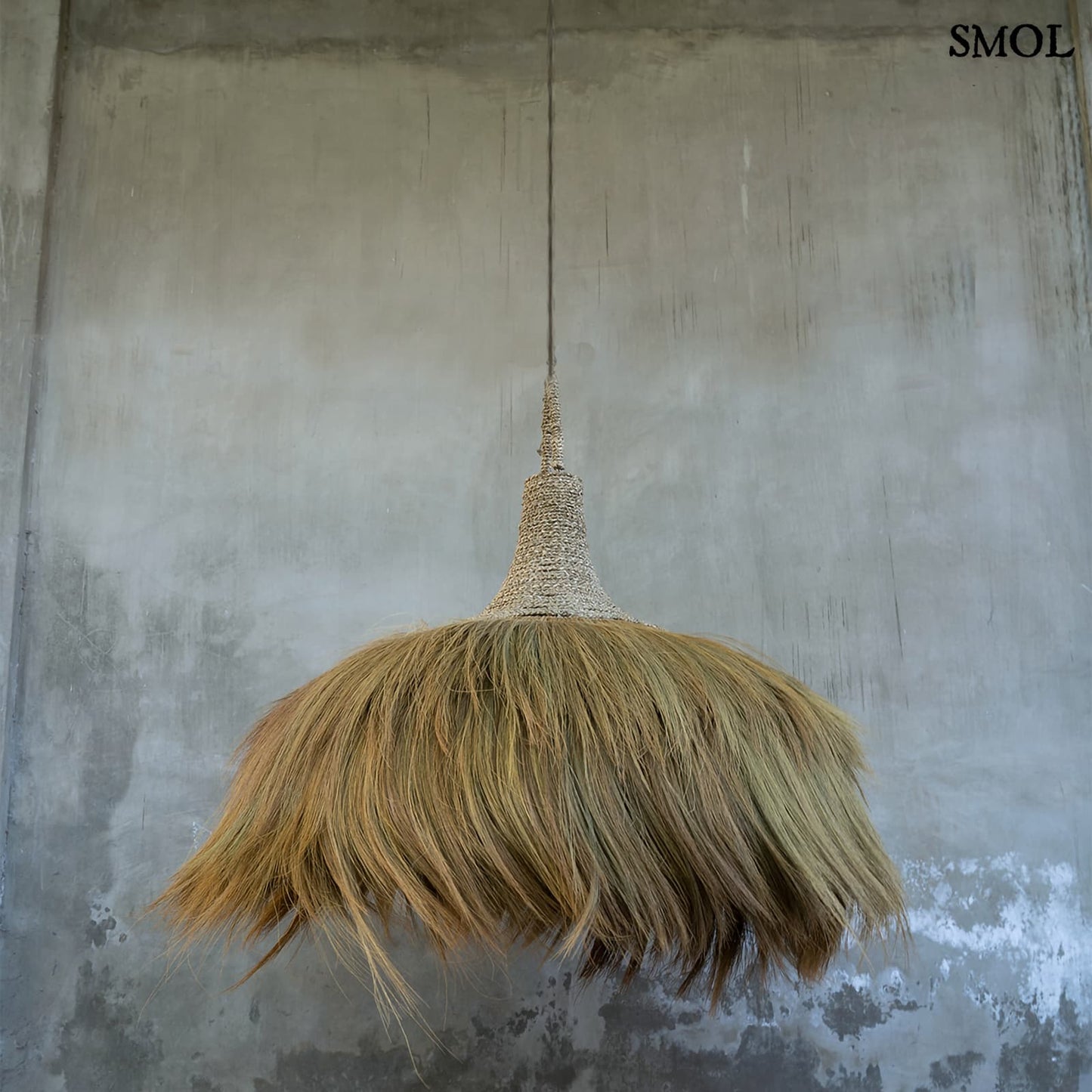 Természetes Függőlámpaernyő, ⌀100 cm | MAKIKI | SMOL - szürke fallal