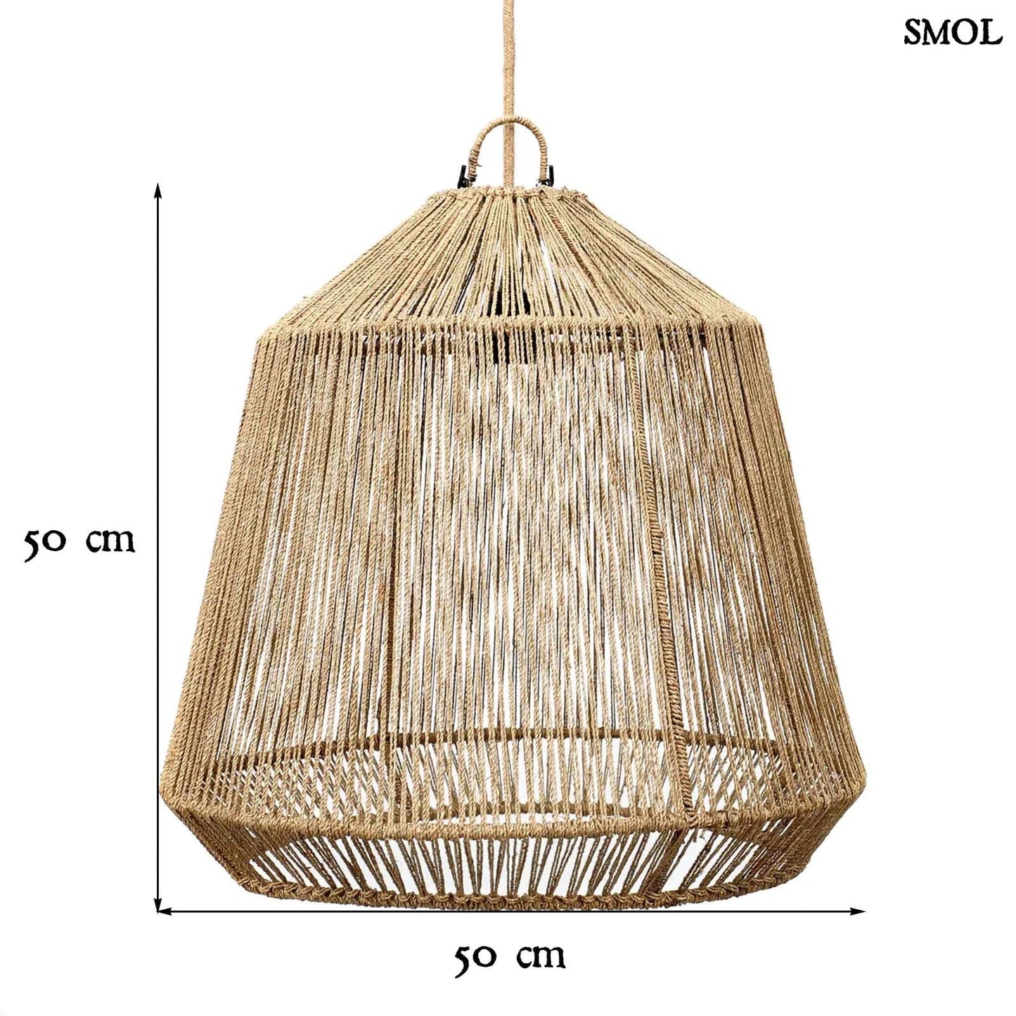 Függőlámpaernyő - rattan, tengerifű, 50 cm | CONIC | SMOL - méretekkel