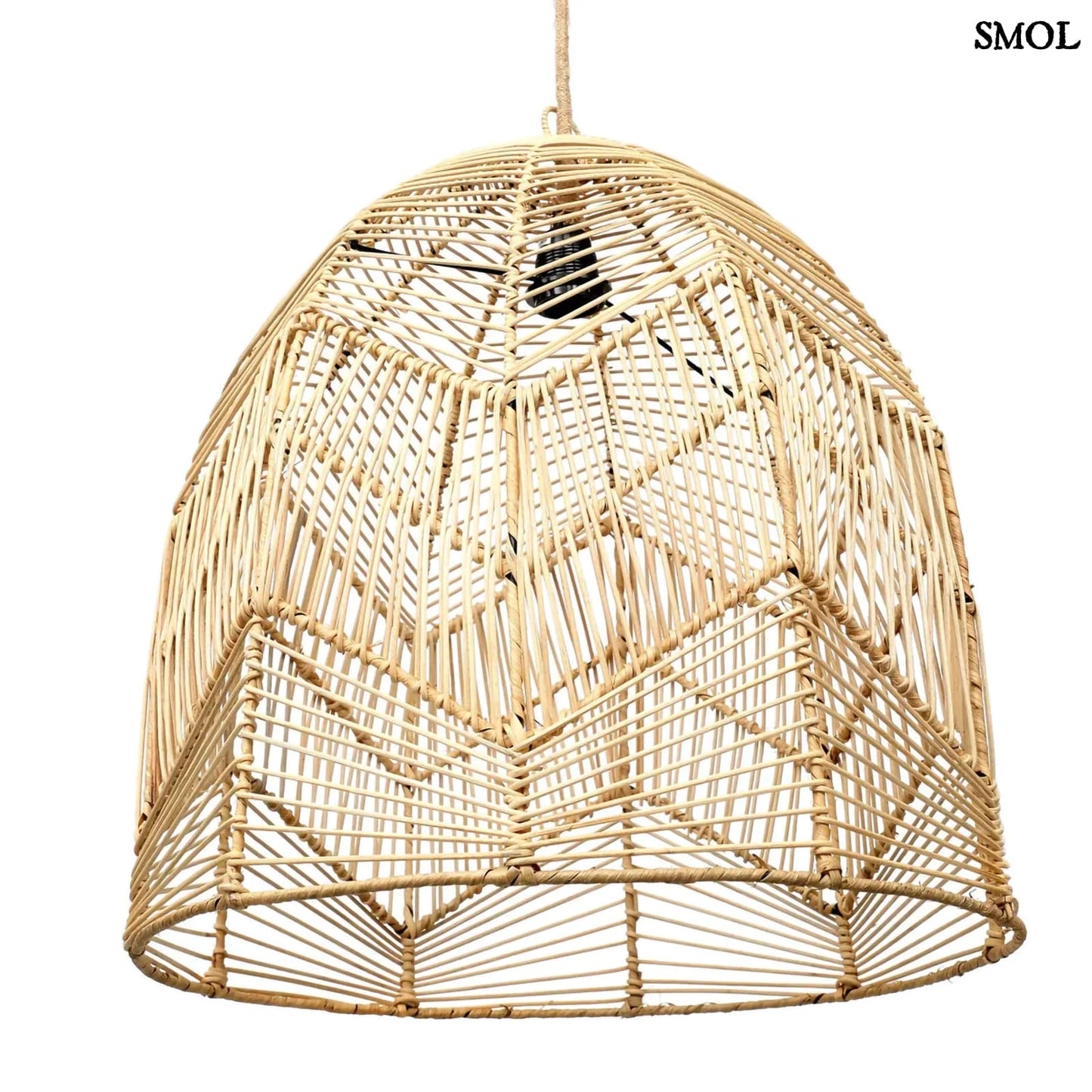 Természetes Rattan Függőlámpaernyő, 50 cm | BALA | SMOL - alulról, fehér háttérrel