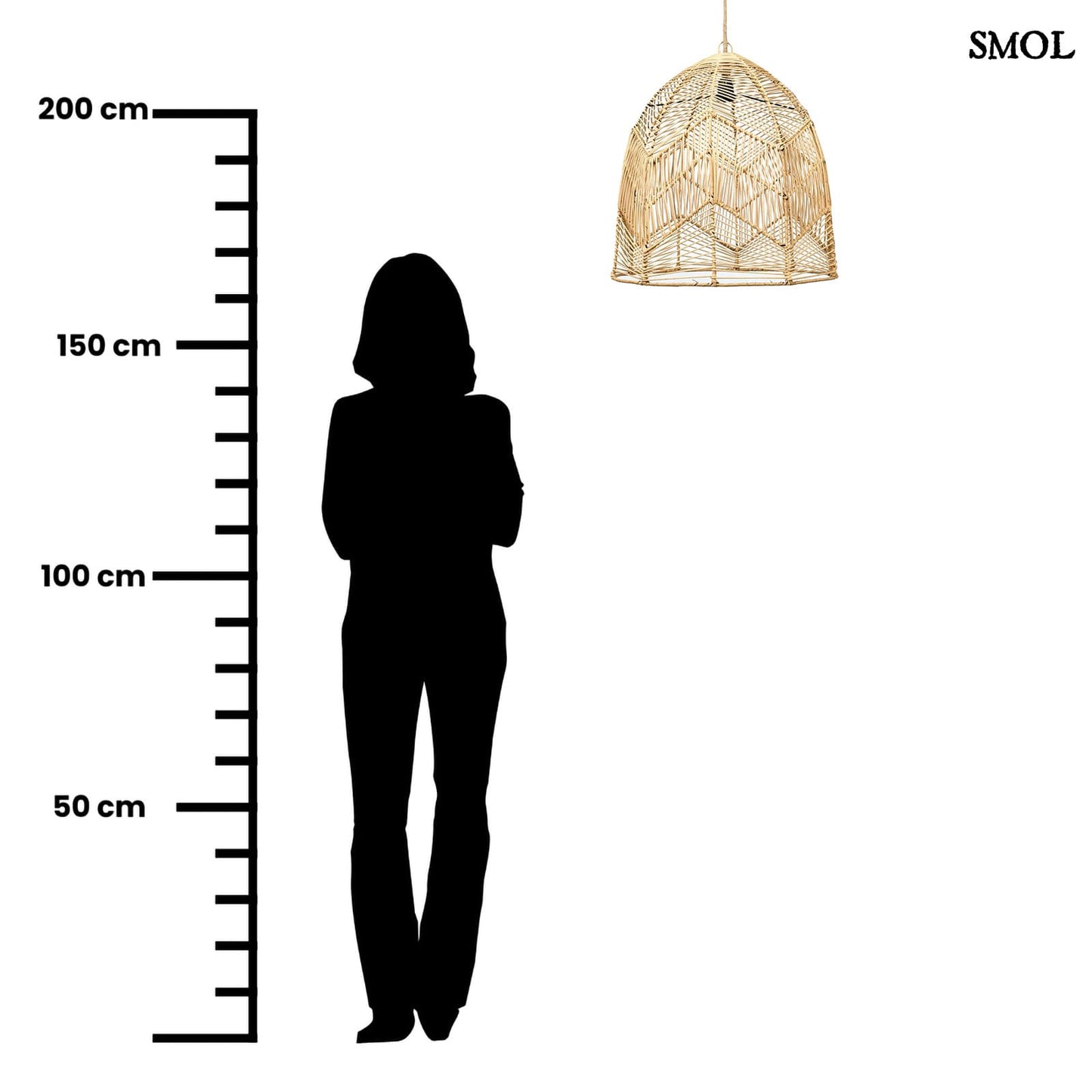 Természetes Rattan Függőlámpaernyő, 50 cm | BALA | SMOL - méretarányosan
