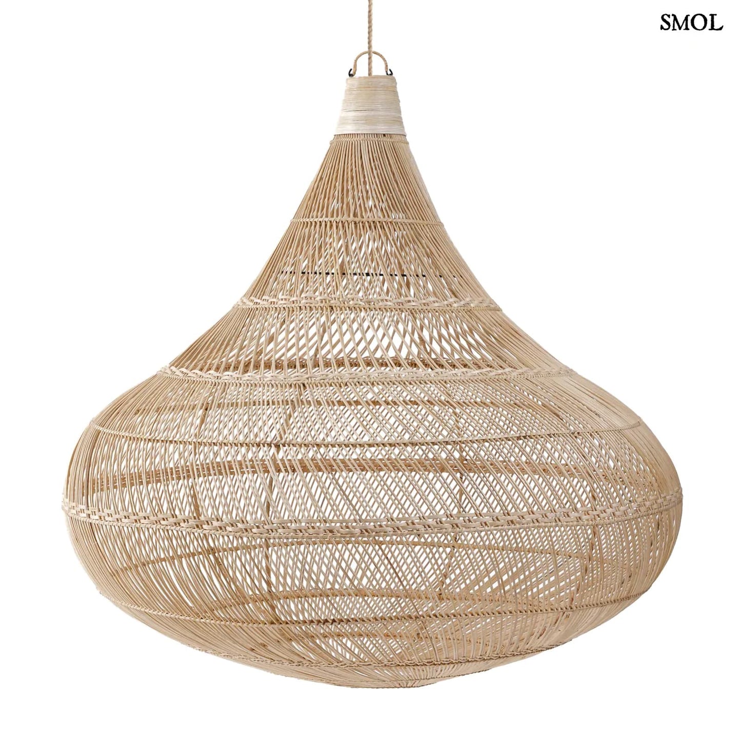 Természetes Rattan Függőlámpaernyő, 110 cm | DROP | SMOL - fehér háttérrel