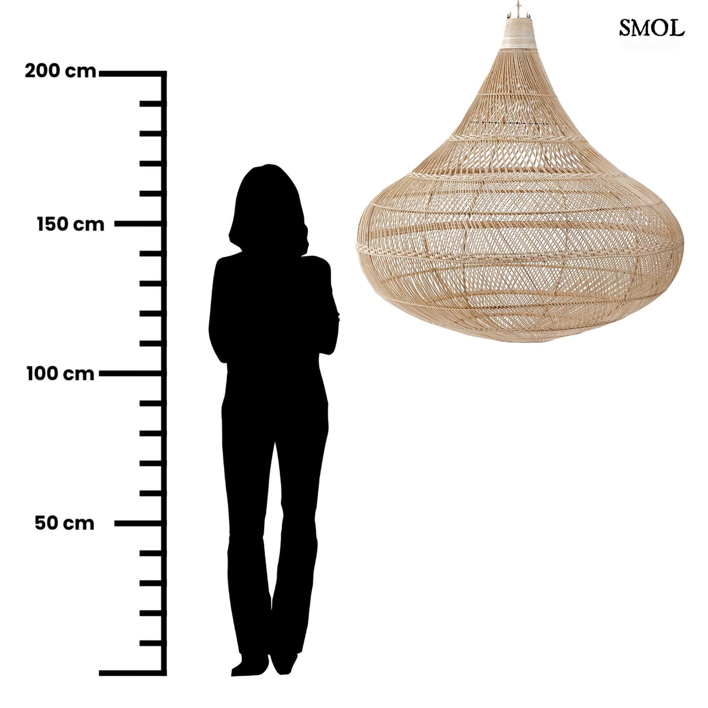 Természetes Rattan Függőlámpaernyő, 110 cm | DROP | SMOL - méretarányosan