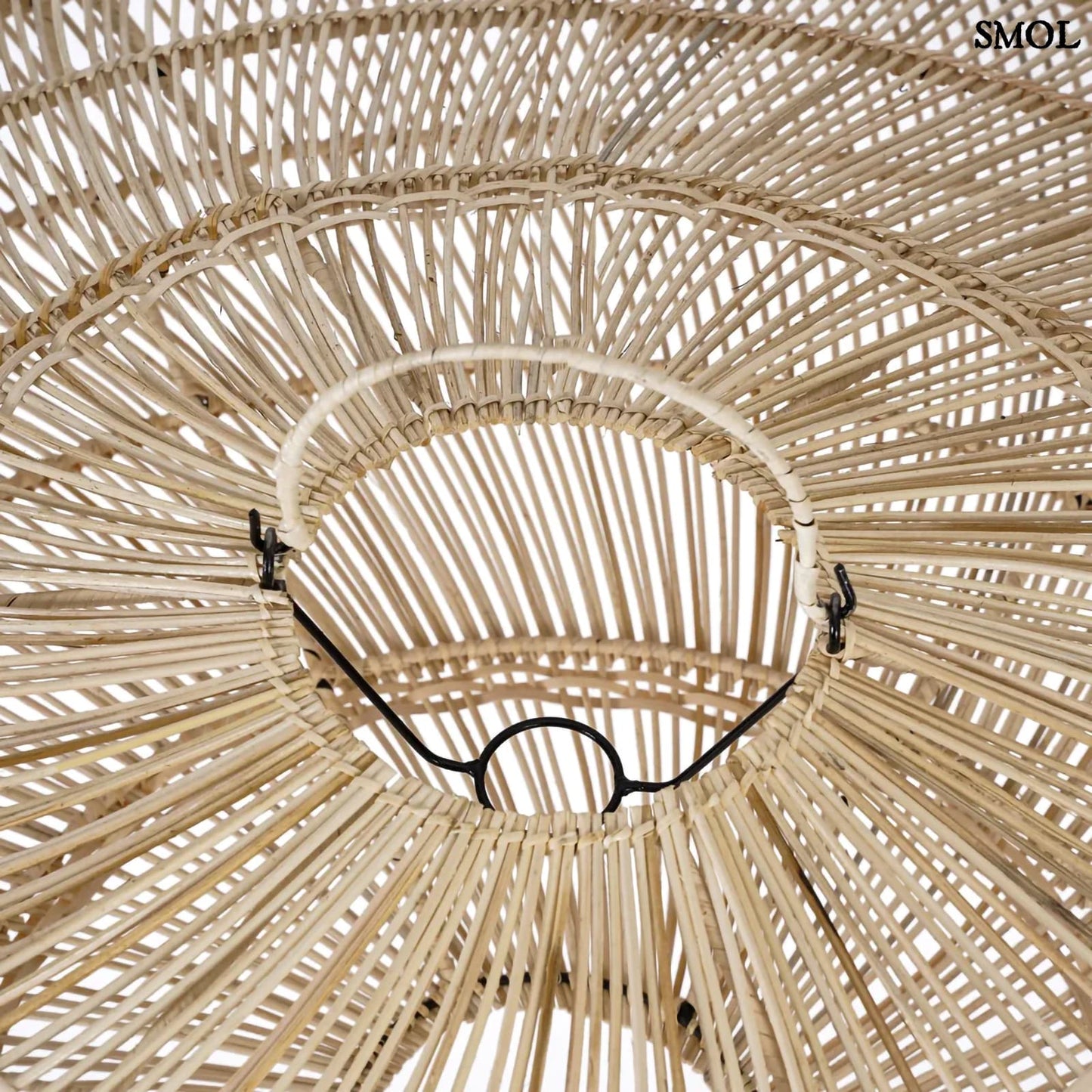 Természetes Rattan Függőlámpaernyő, ⌀110 cm | MACARON | SMOL - felülről nagyítva