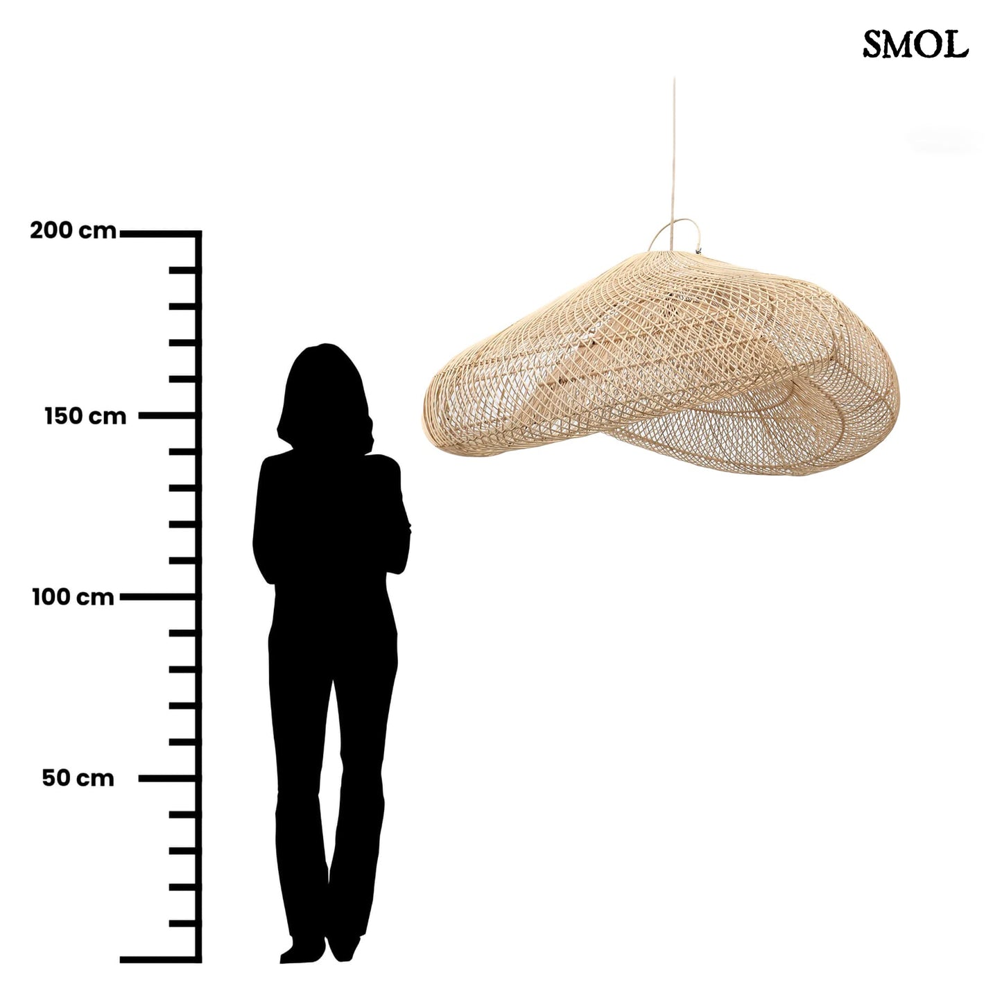 Természetes Rattan Függőlámpaernyő, 120 cm | CLOUD | SMOL - méretarányosan
