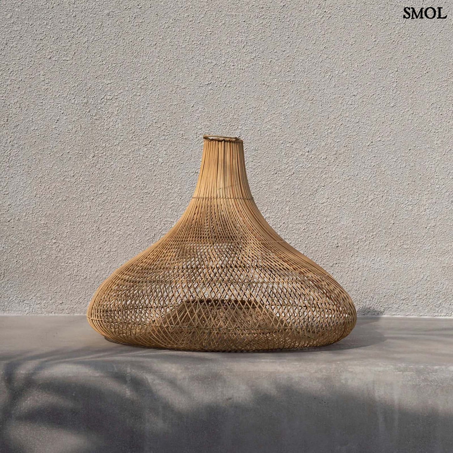 Természetes Rattan Függőlámpaernyő, ⌀120 cm | SHALA | SMOL - szürke háttérrel