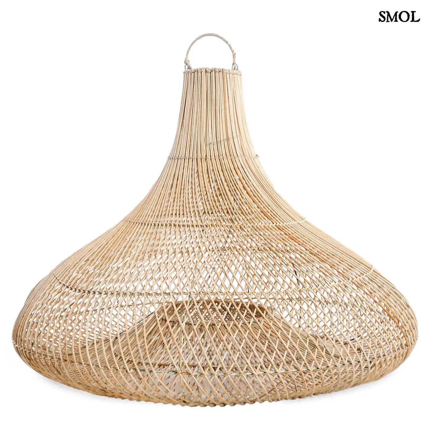 Természetes Rattan Függőlámpaernyő, ⌀120 cm | SHALA | SMOL - fehér háttérrel