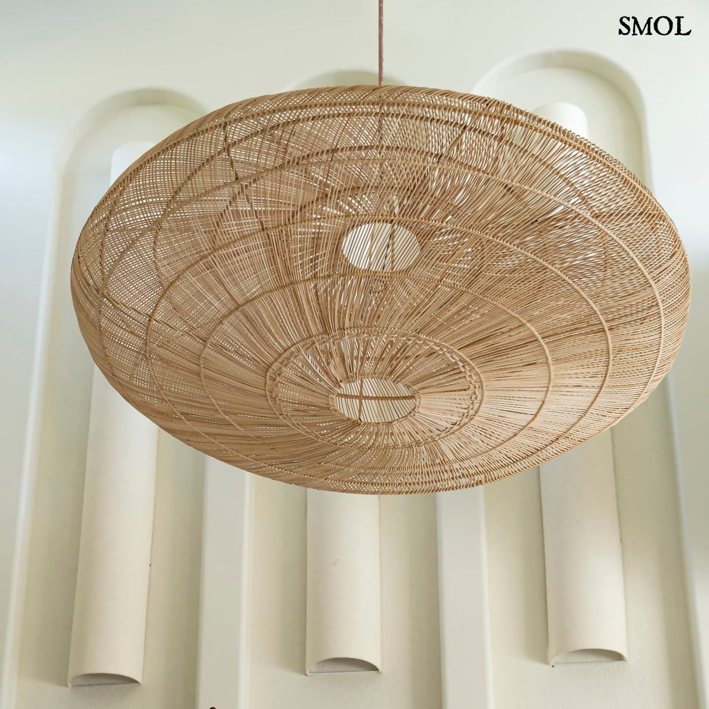 Természetes Rattan Függőlámpaernyő, 150 cm | MACARON | SMOL - nappaliban, alulról