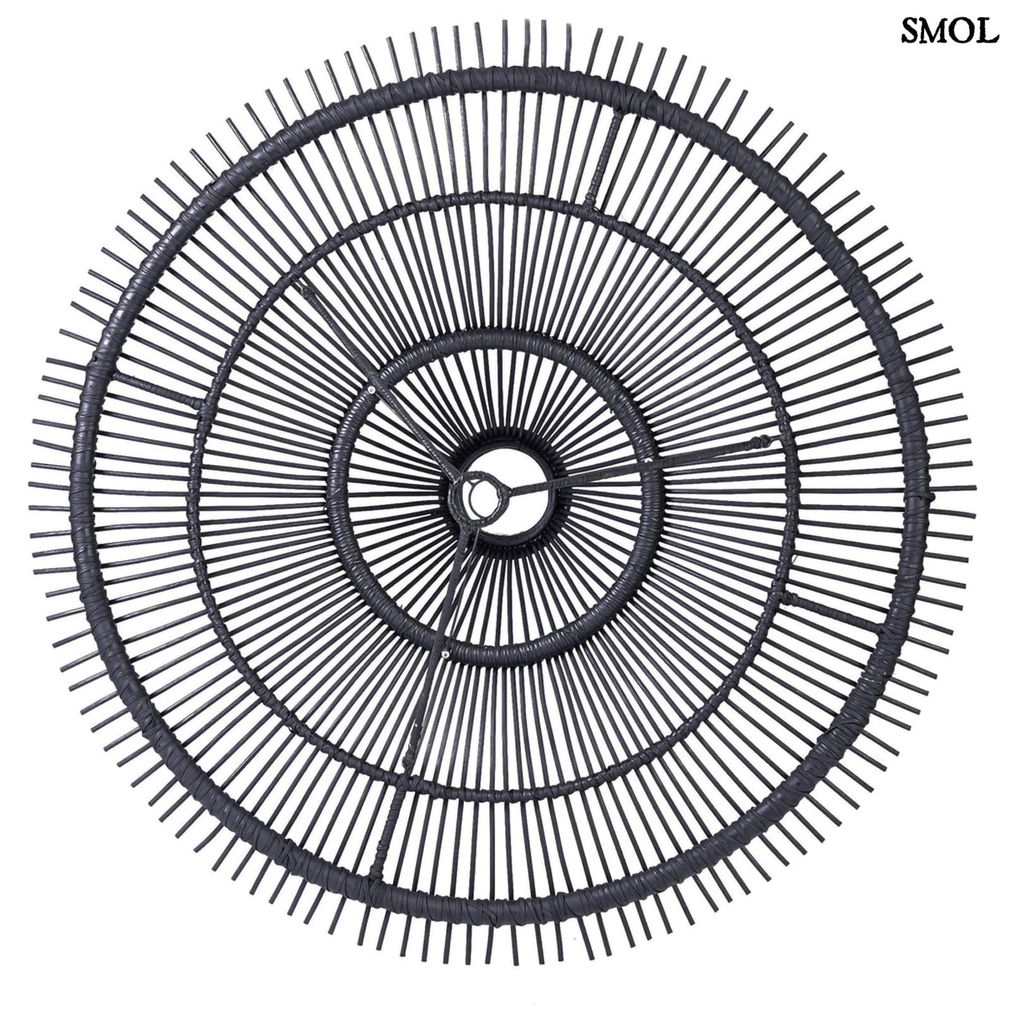 Természetes Rattan Függőlámpaernyő, ⌀150 cm, fekete | SKY | SMOL - felülről
