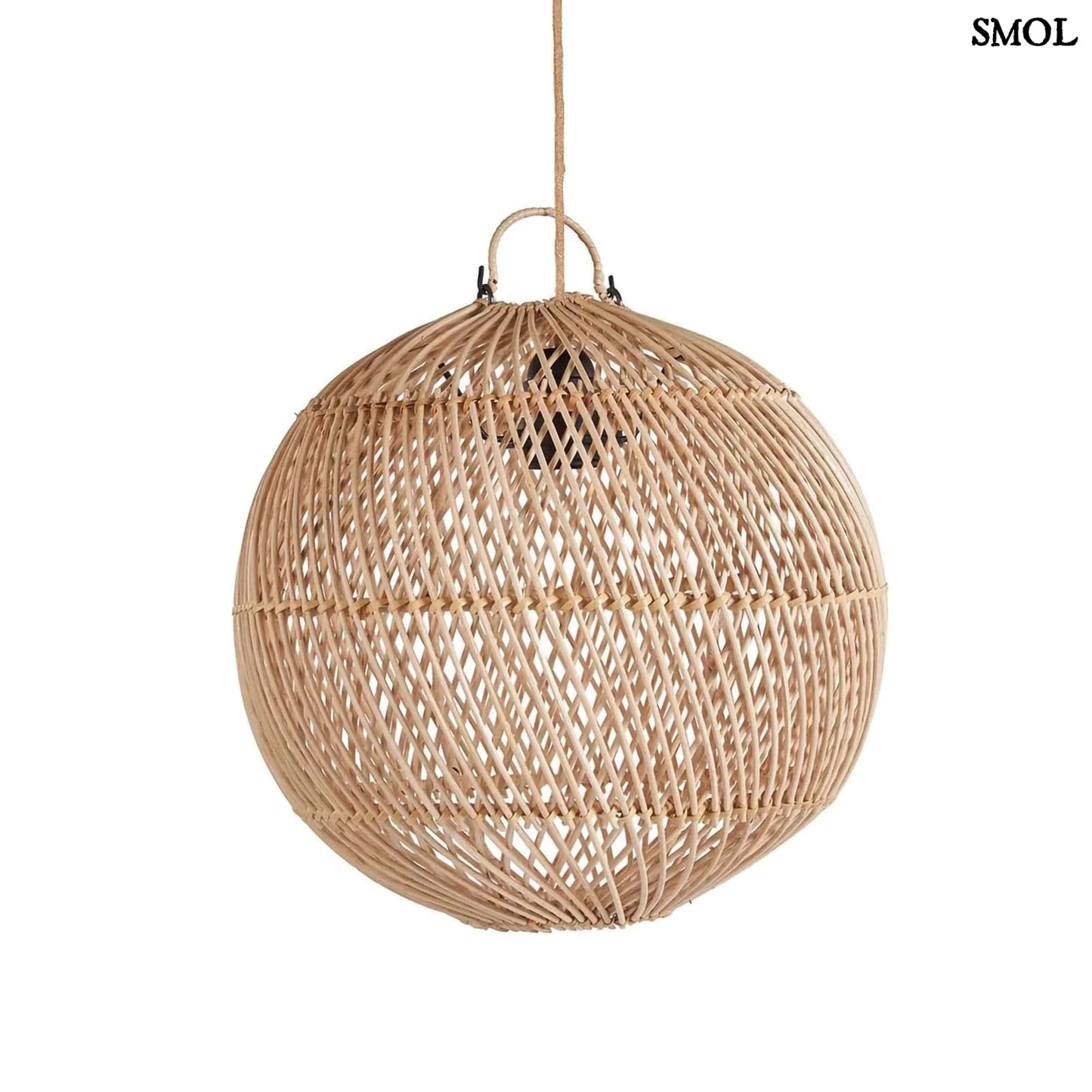 Természetes Rattan Függőlámpaernyő, ⌀30 cm | BUBBLE |SMOL - fehér háttérrel
