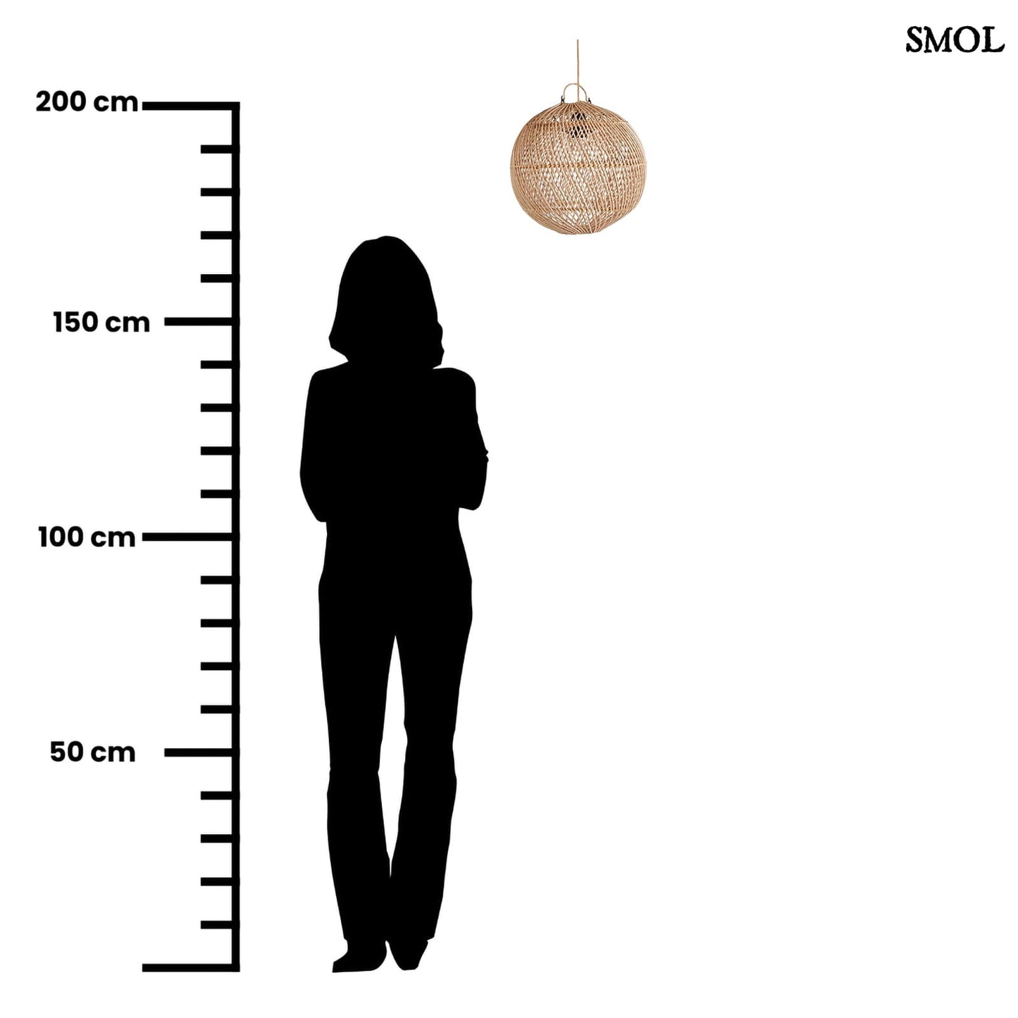 Természetes Rattan Függőlámpaernyő, ⌀30 cm | BUBBLE |SMOL - méretarányosan