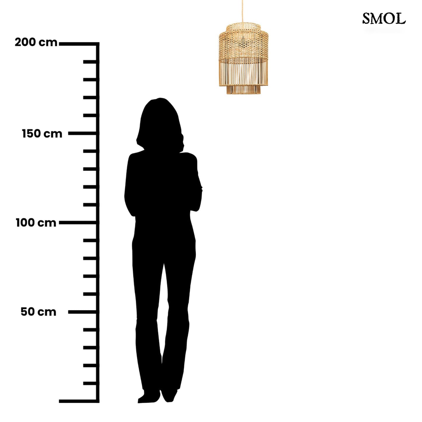 Természetes Rattan Függőlámpaernyő, 40 cm | COLONIAL | SMOL - méretarányosan