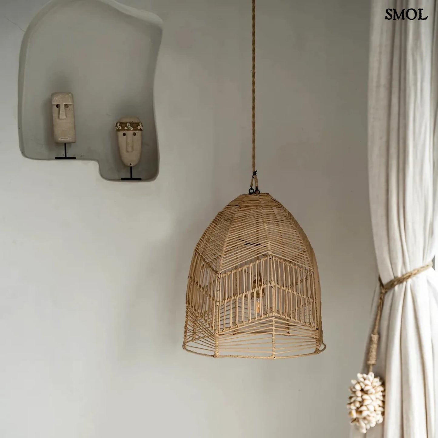 Természetes Rattan Függőlámpaernyő, 42 cm | BALA | SMOL - függöny előtt