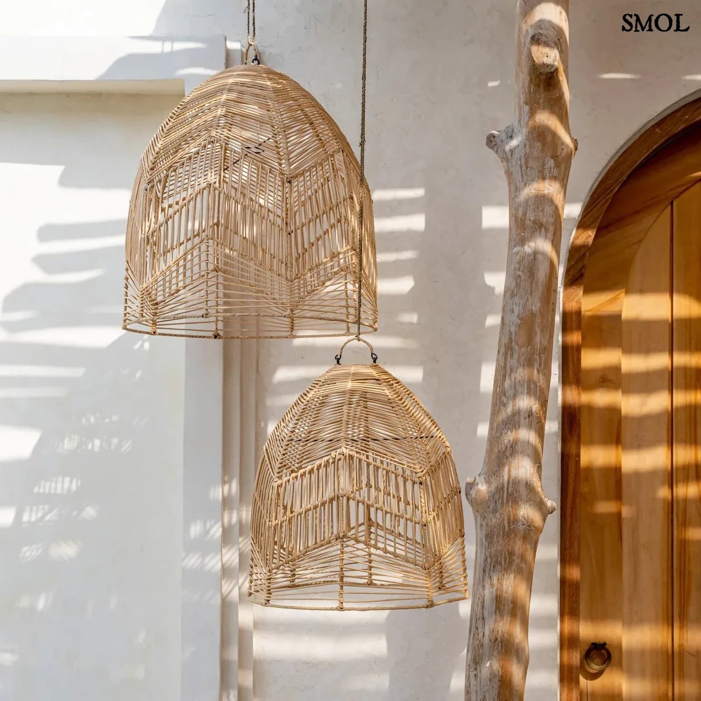 Természetes Rattan Függőlámpaernyő, 42 cm | BALA | SMOL - két méretben