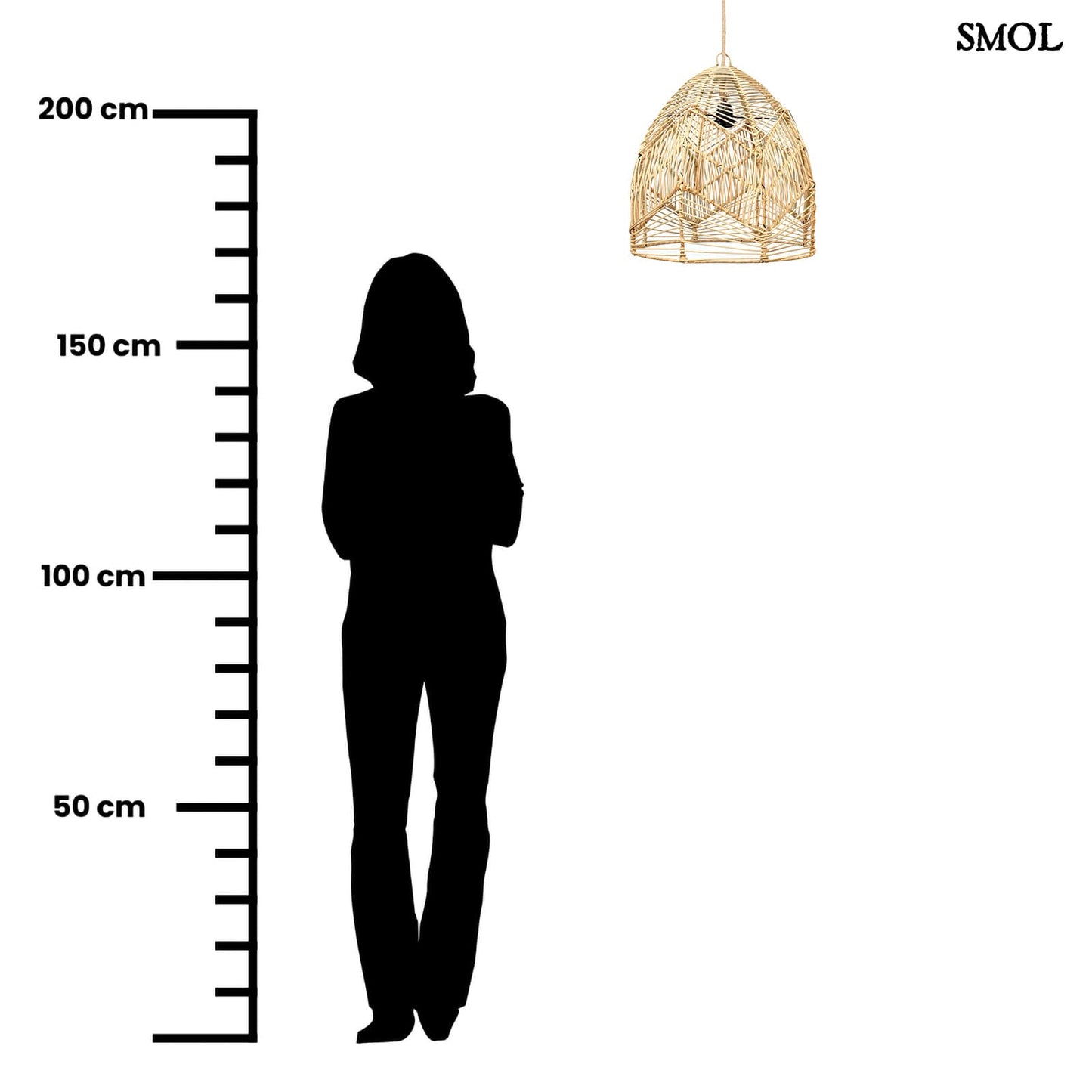 Természetes Rattan Függőlámpaernyő, 42 cm | BALA | SMOL - méretarányosan