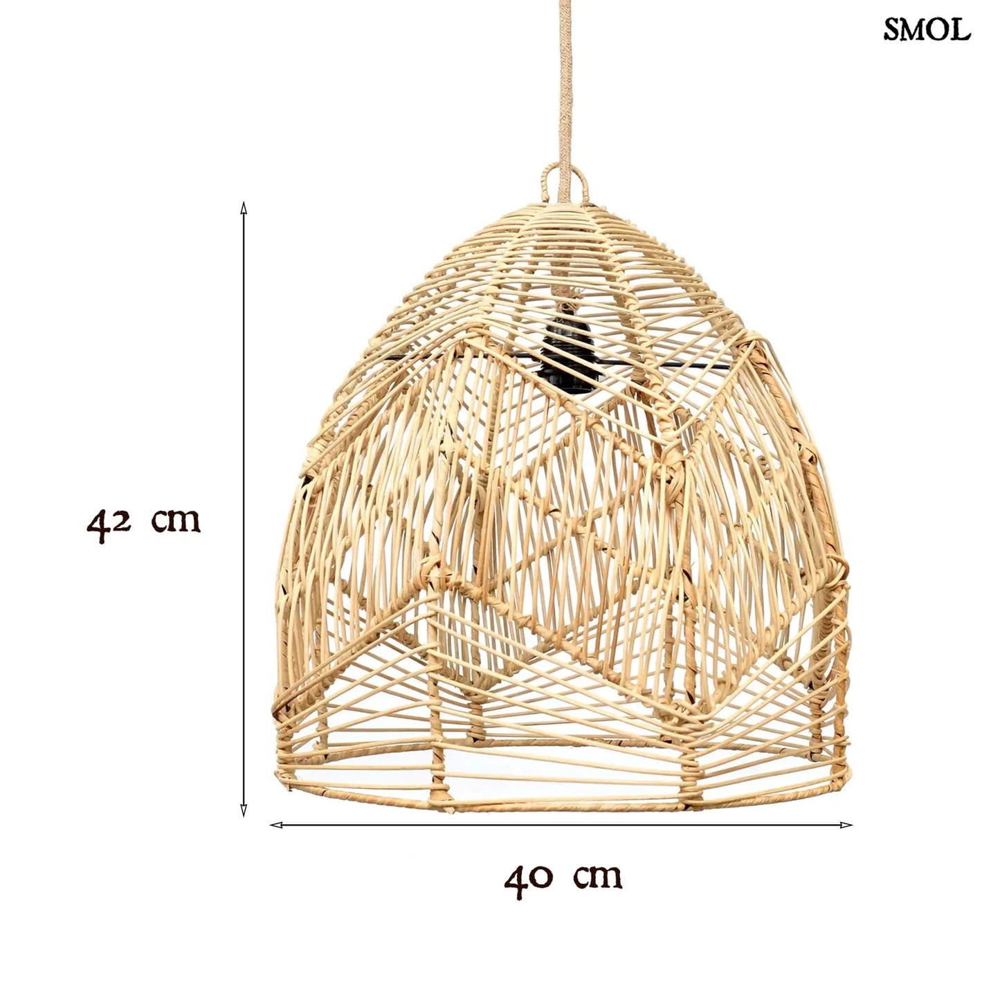 Természetes Rattan Függőlámpaernyő, 42 cm | BALA | SMOL - méretekkel