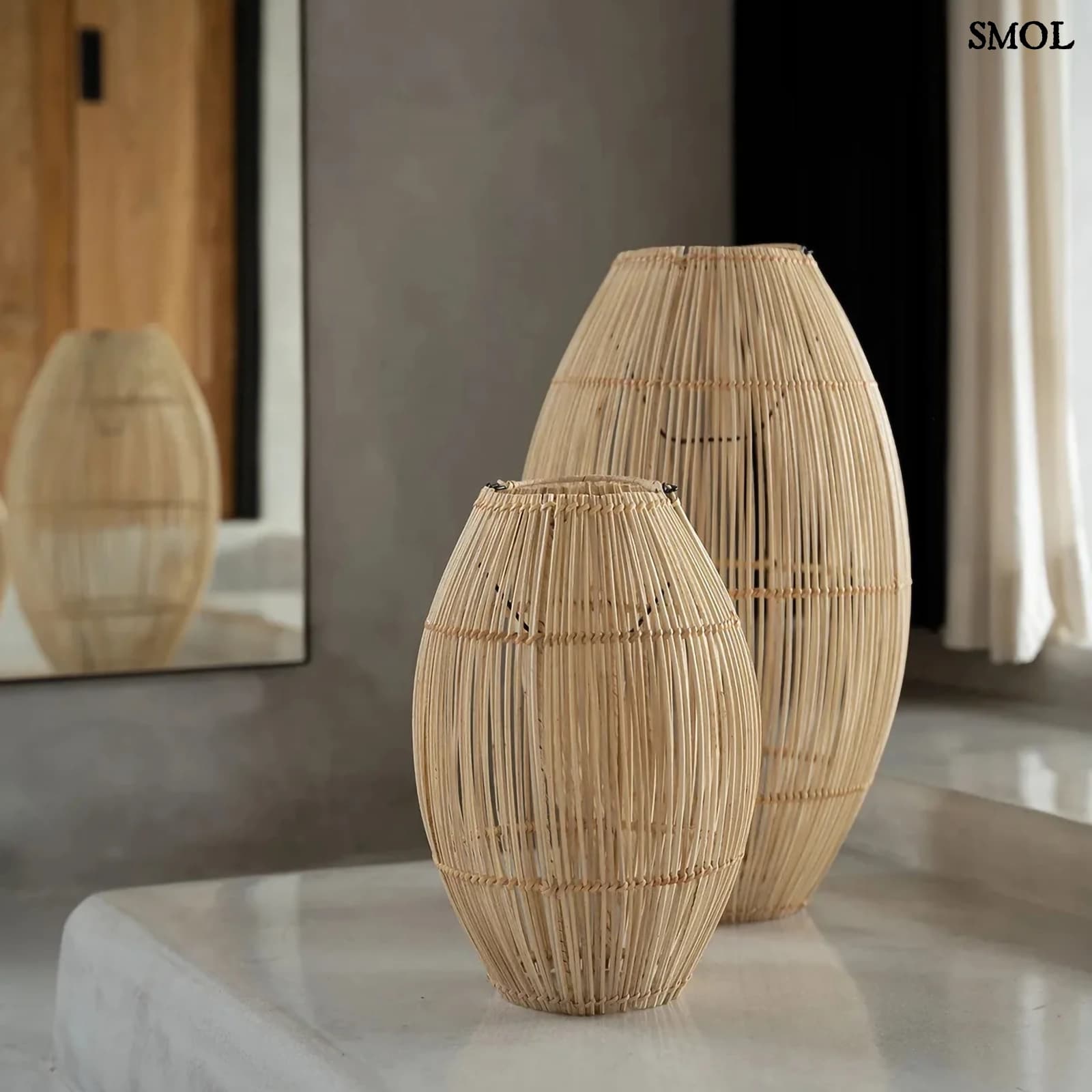 Természetes Rattan Függőlámpaernyő, 48 cm | ZURI | SMOL - két méretben állólámpaként