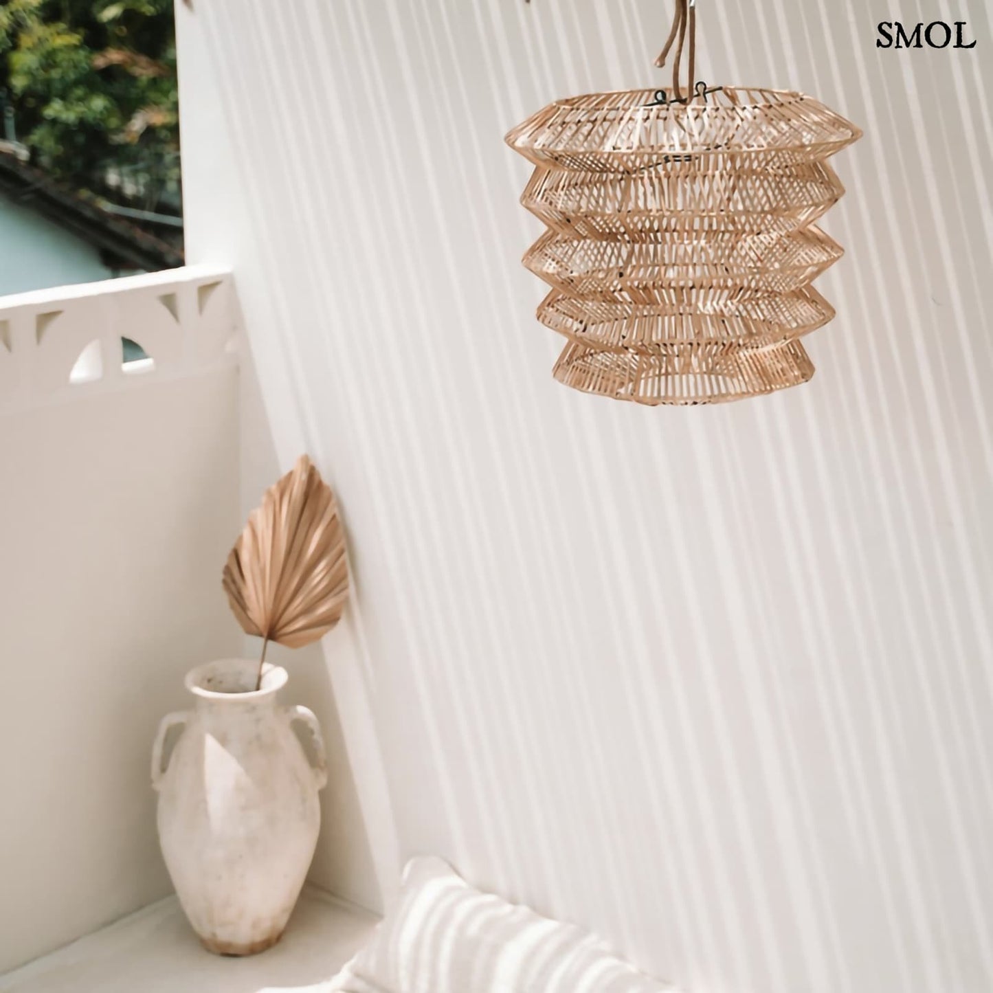 Természetes Rattan Függőlámpaernyő,49 cm | MAD MOISELLE | SMOL - teraszon, kaspóval