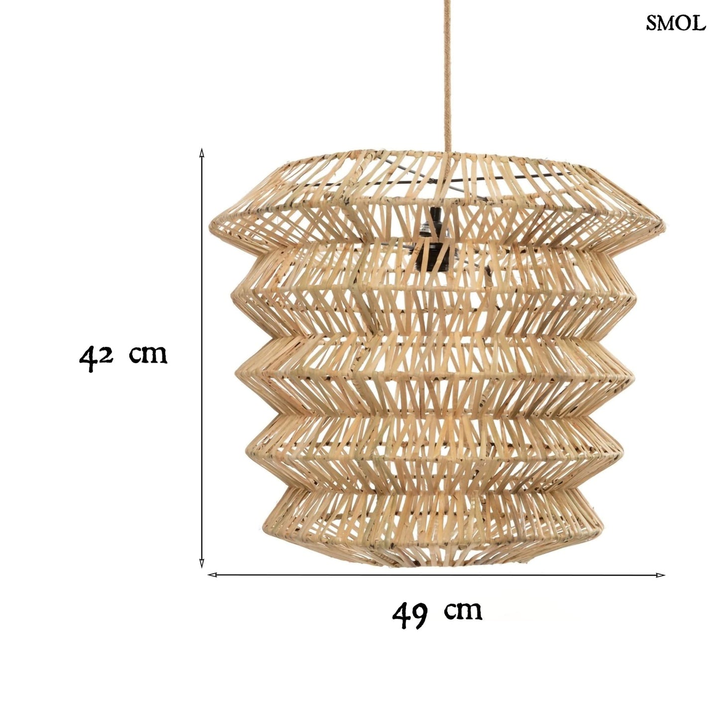 Természetes Rattan Függőlámpaernyő,49 cm | MAD MOISELLE | SMOL - méretekkel