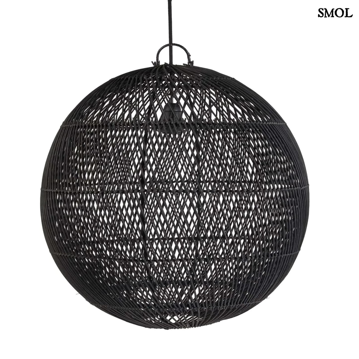 Természetes Rattan Függőlámpaernyő, ⌀50 cm | BUBBLE | SMOL - fehér háttérrel