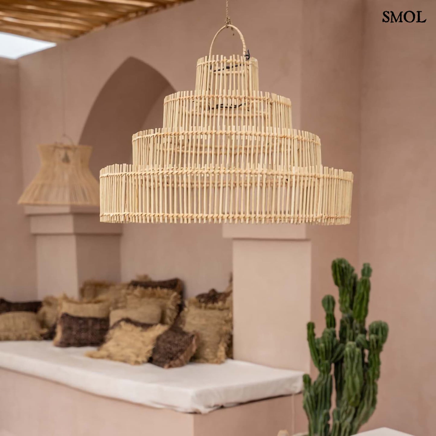 Természetes Rattan Függőlámpaernyő, 51 cm | CAKE | SMOL - teraszon