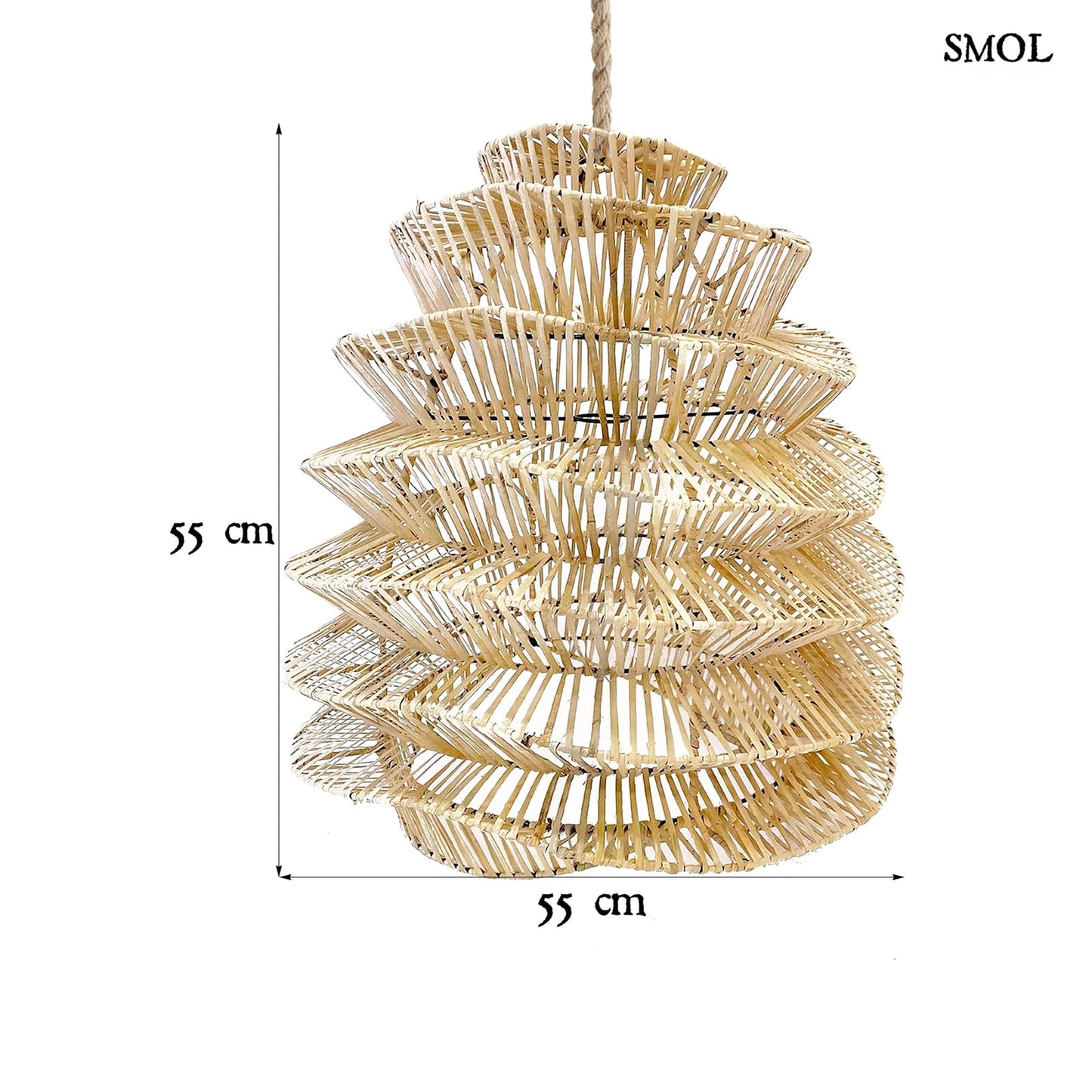 Természetes Rattan Függőlámpaernyő, 55 cm | GOOD VIBES | SMOL - méretekkel