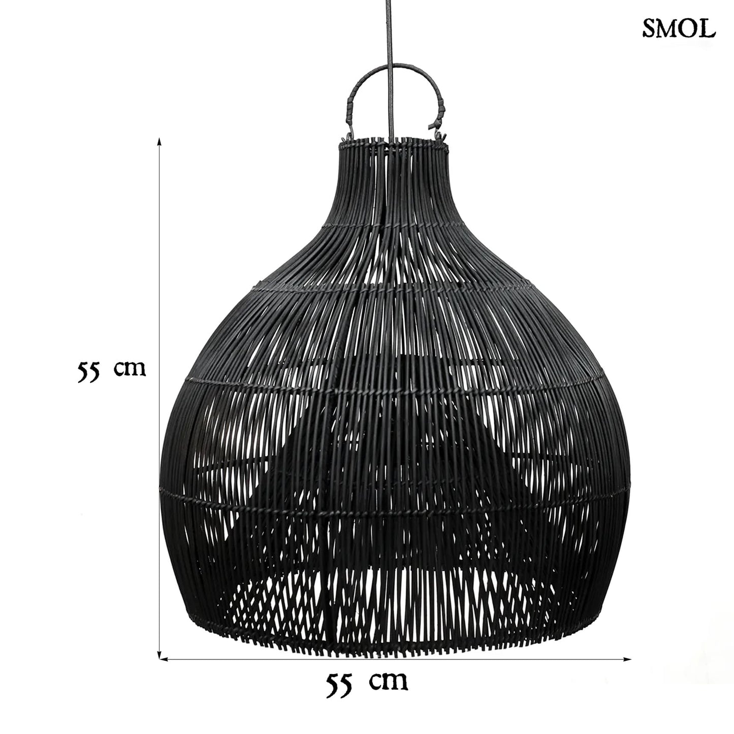 Természetes Rattan Függőlámpaernyő, 55 cm | LOBSTER | SMOL - méretekkel
