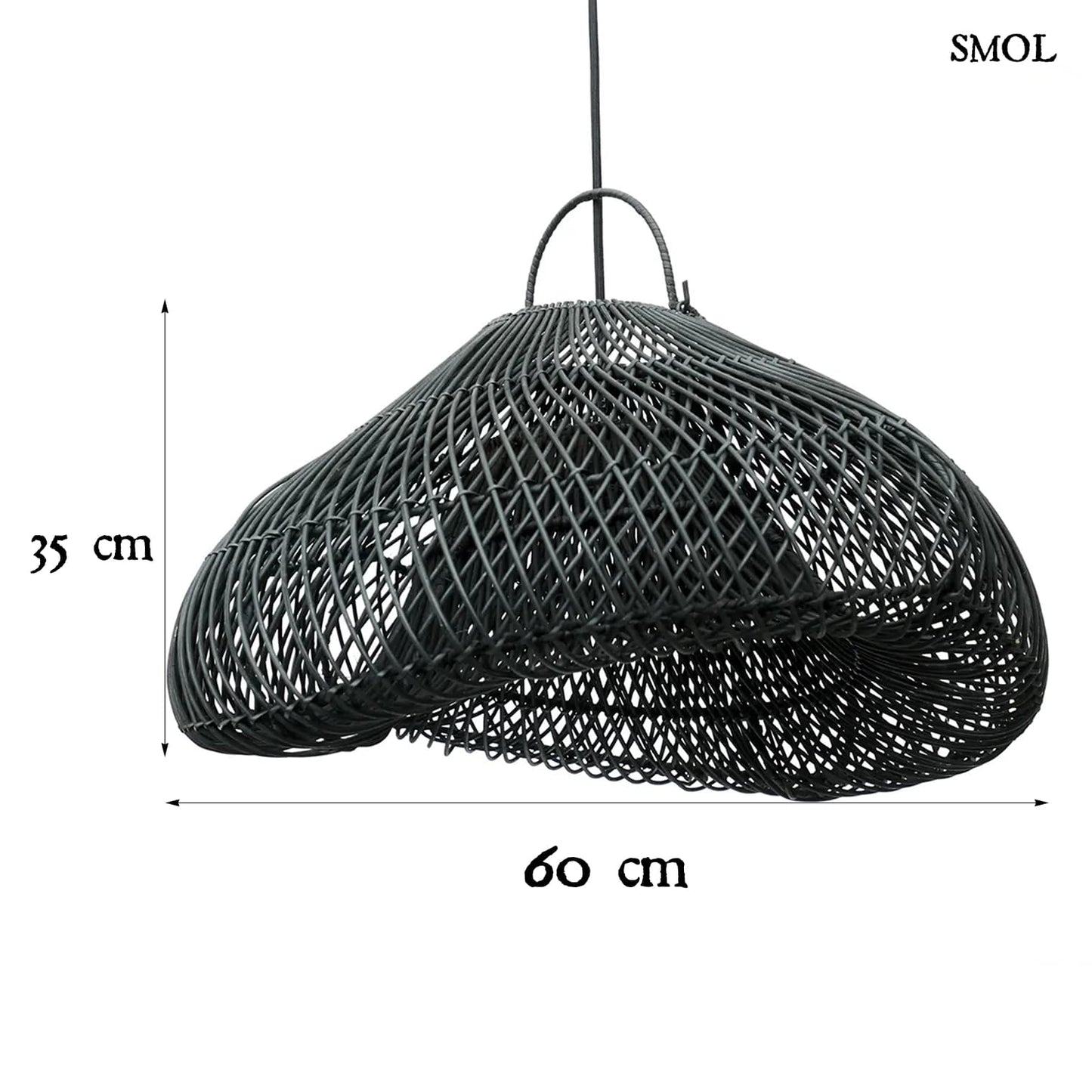 Természetes Rattan Függőlámpaernyő, ⌀60 cm | CLOUD | SMOL - méretekkel