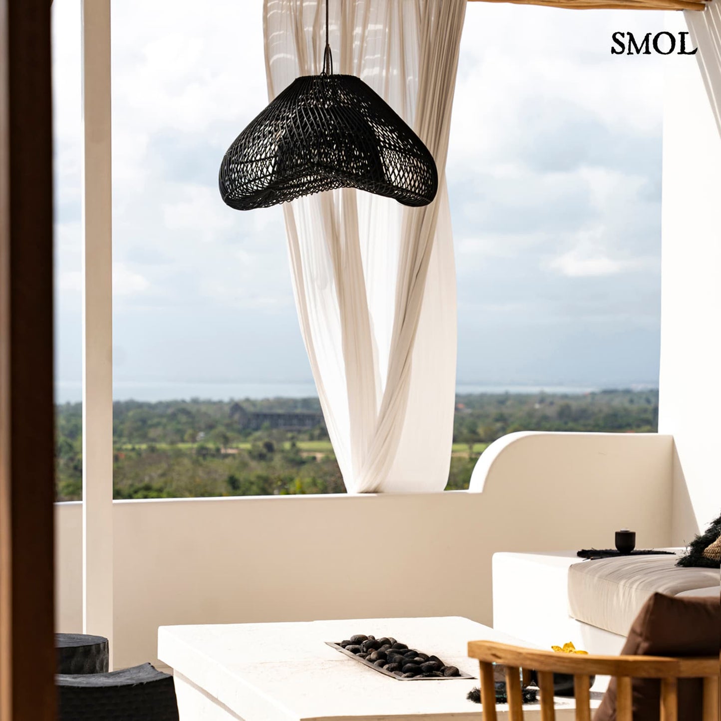 Természetes Rattan Függőlámpaernyő, ⌀60 cm | CLOUD | SMOL - teraszon