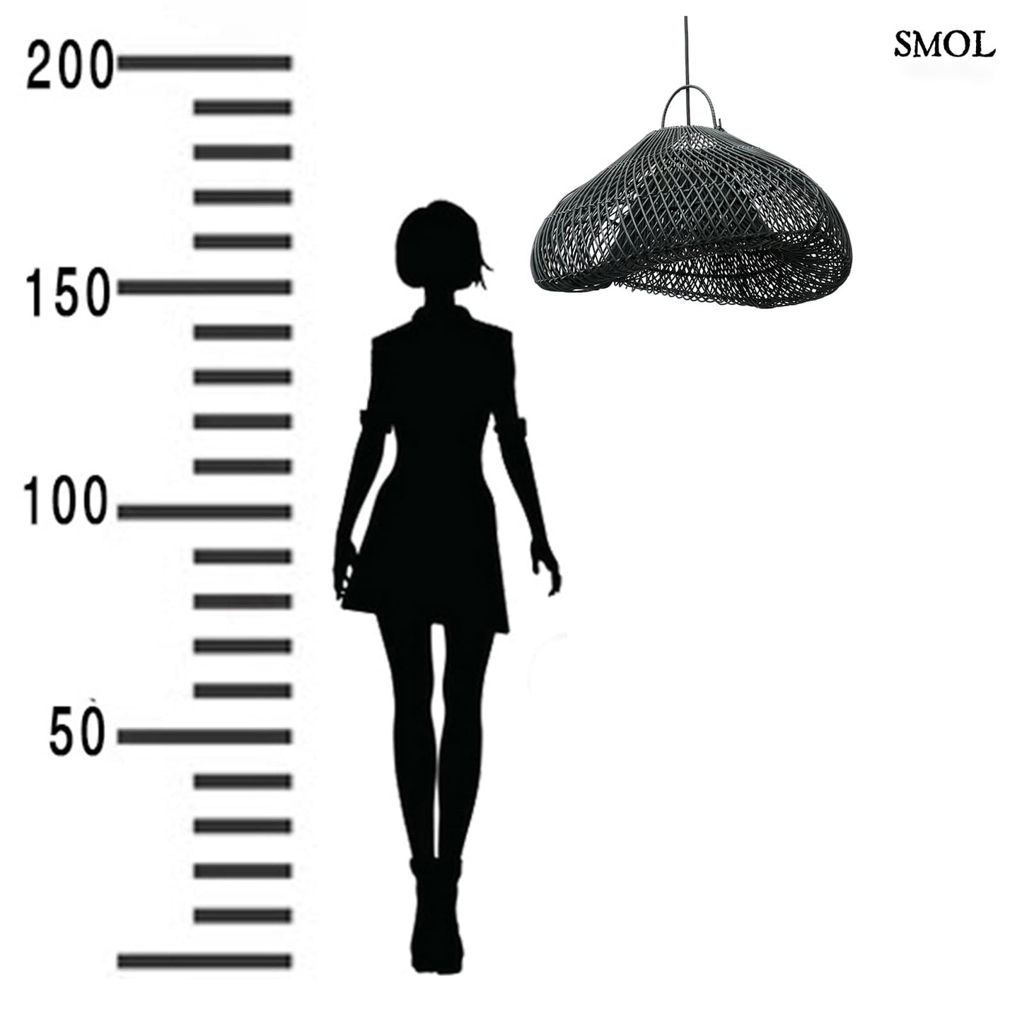 Természetes Rattan Függőlámpaernyő, ⌀60 cm | CLOUD | SMOL - méretarányosan
