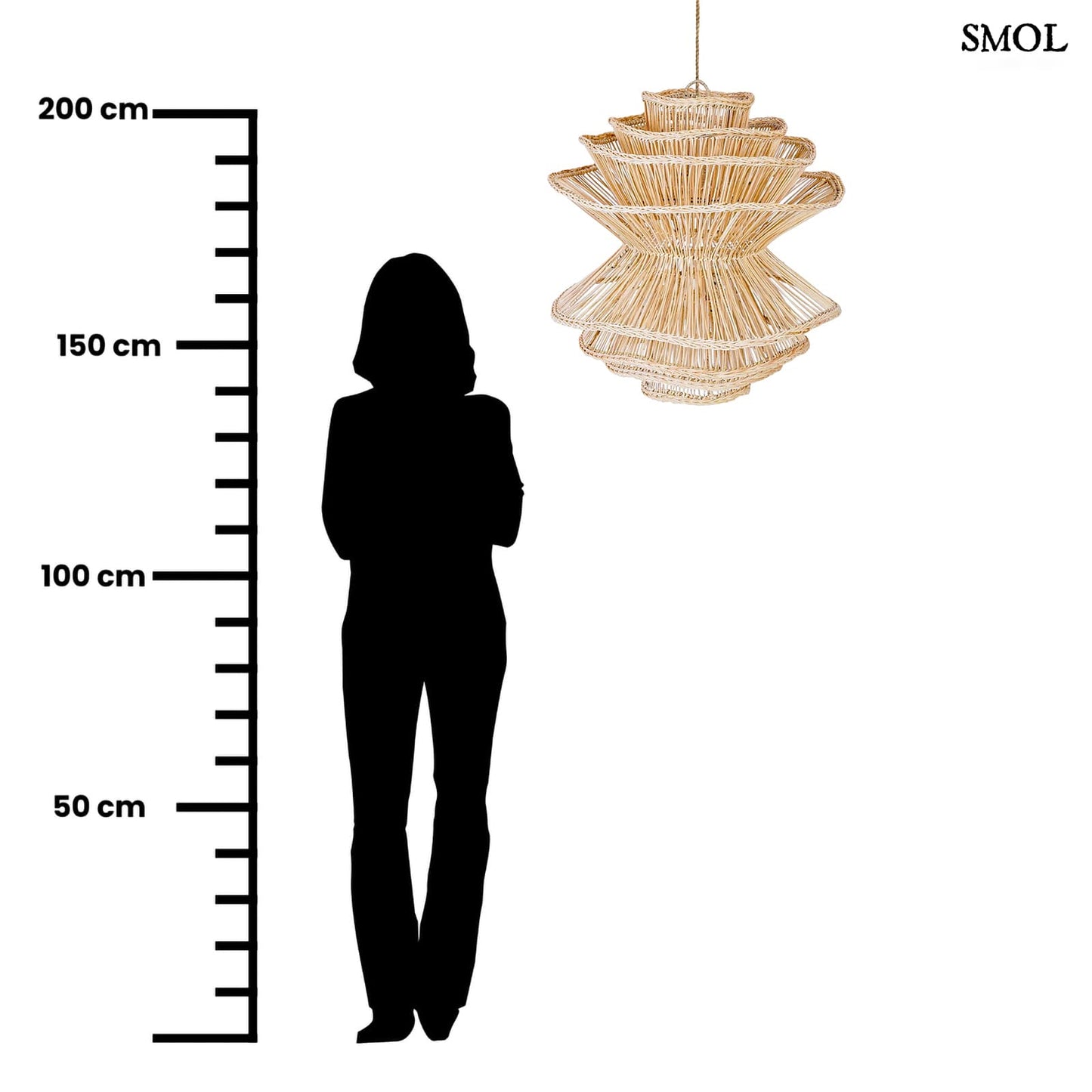 Természetes Rattan Függőlámpaernyő, 63 cm | SHIITAKE | SMOL - méretarányosan