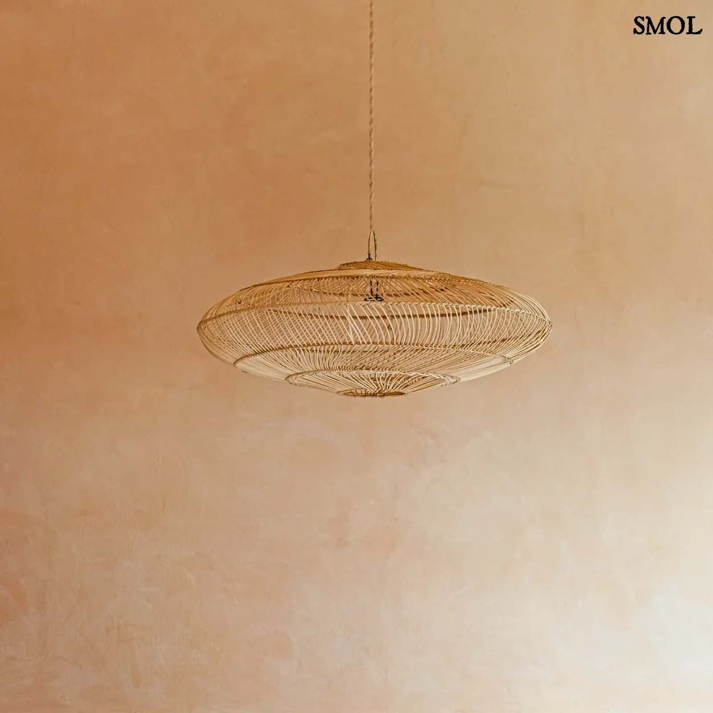 Függőlámpaernyő - natúr, rattan, ⌀75 cm | MACARON | SMOL - felfüggesztve