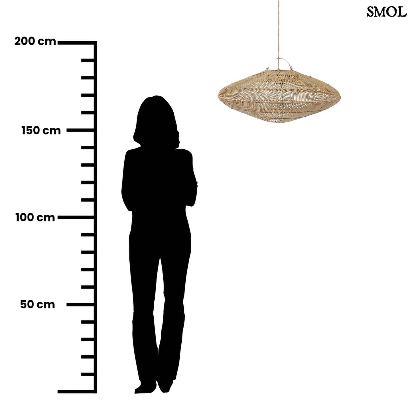 Függőlámpaernyő - natúr, rattan, ⌀75 cm | MACARON | SMOL - méretarányosan
