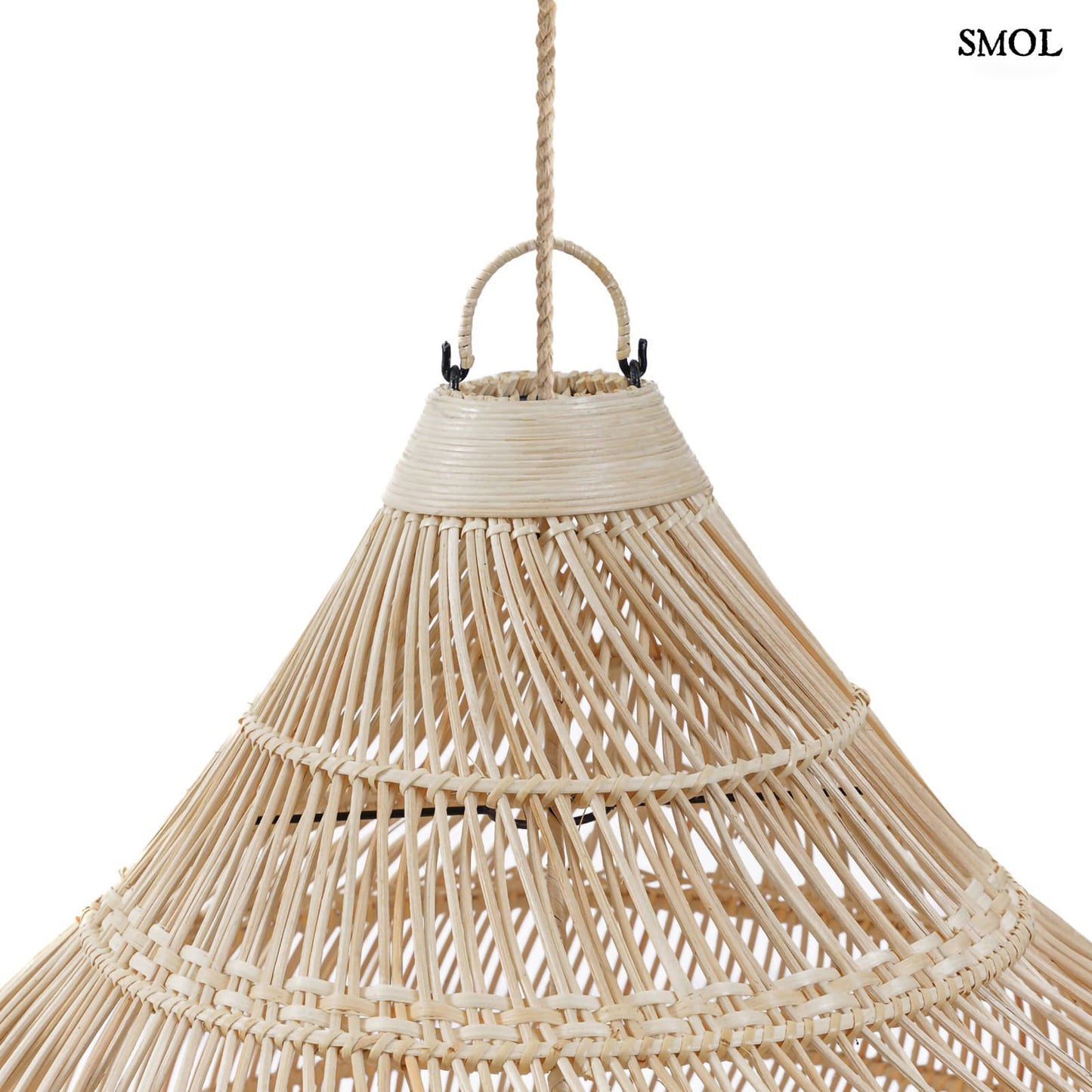 Természetes Rattan Függőlámpaernyő, 80 cm | DROP | SMOL - felső rész nagyítva