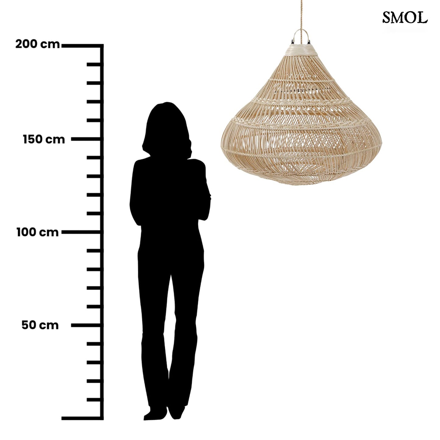 Természetes Rattan Függőlámpaernyő, 80 cm | DROP | SMOL - méretarányosan