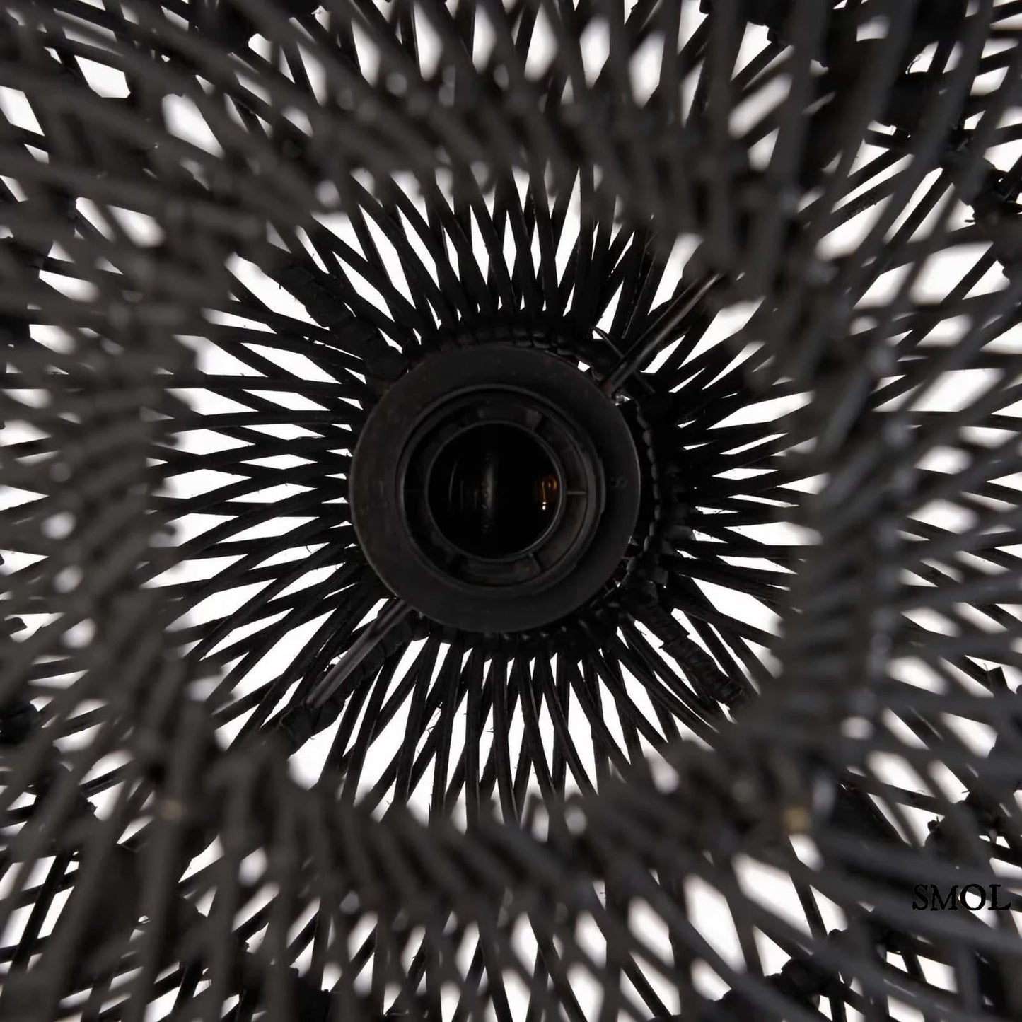 Természetes Rattan Függőlámpaernyő, ⌀30 cm | BUBBLE | SMOL - alulról