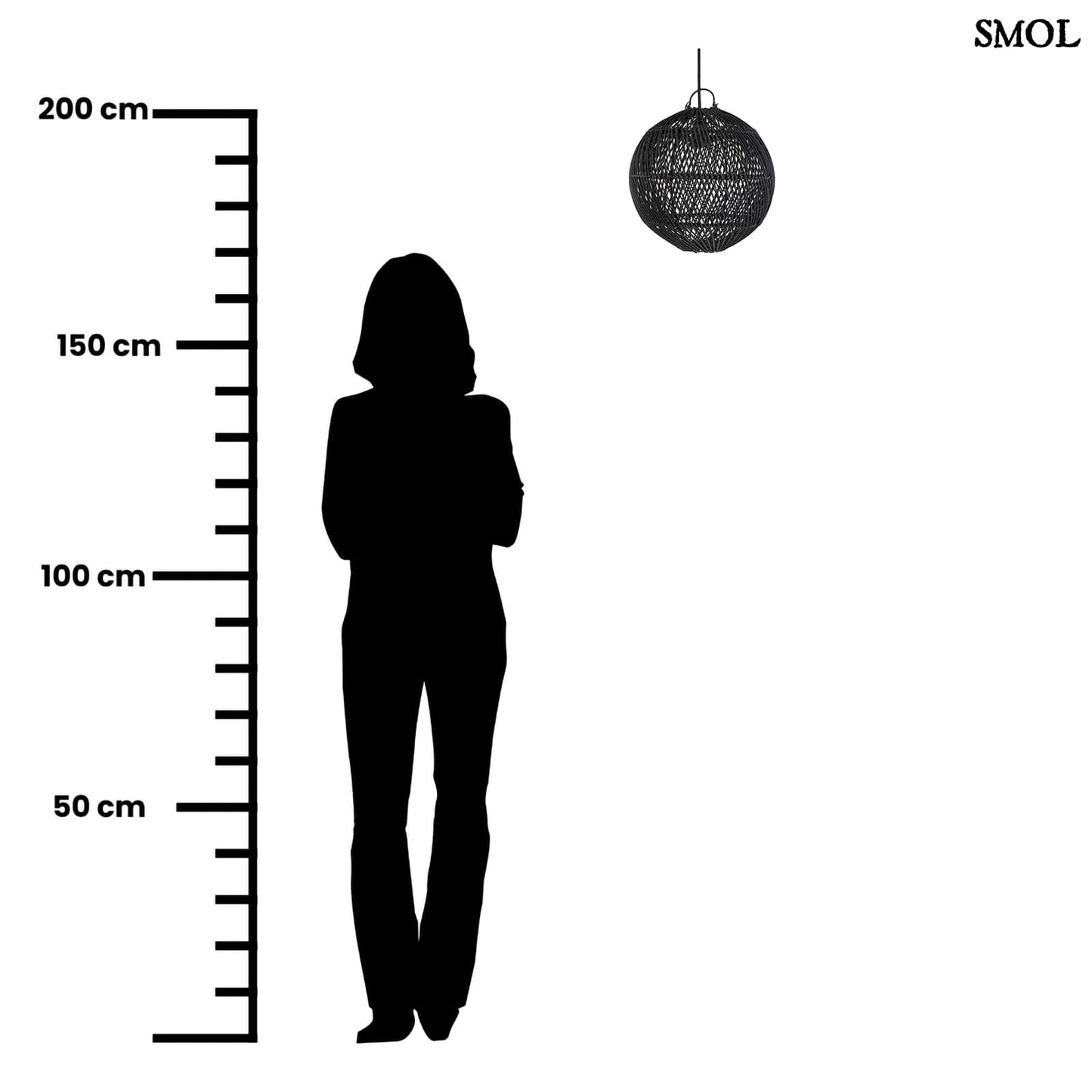 Természetes Rattan Függőlámpaernyő, ⌀30 cm | BUBBLE | SMOL - méretarányosan