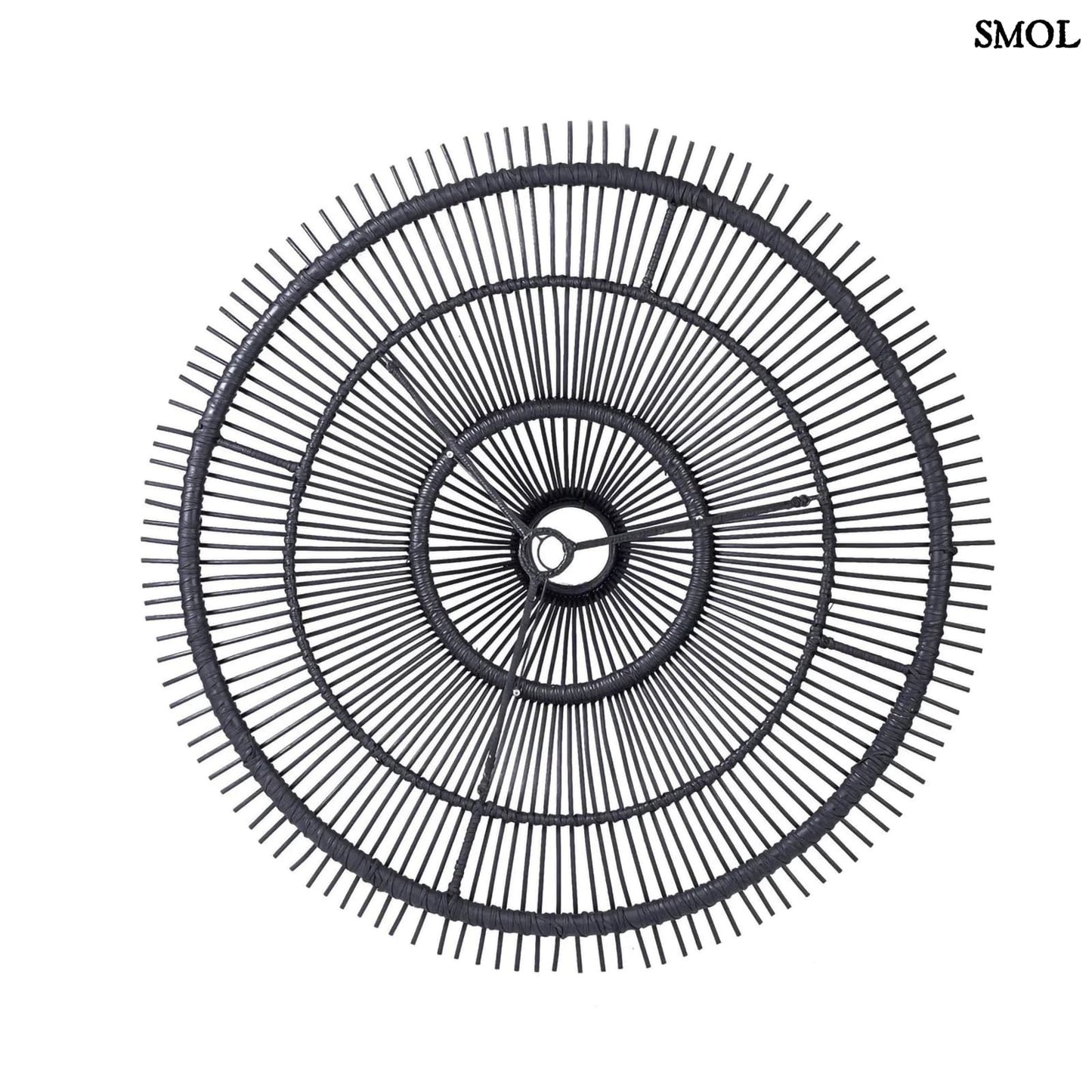 Természetes Rattan Függőlámpaernyő, ⌀60, fekete | SKY | SMOL - felülről