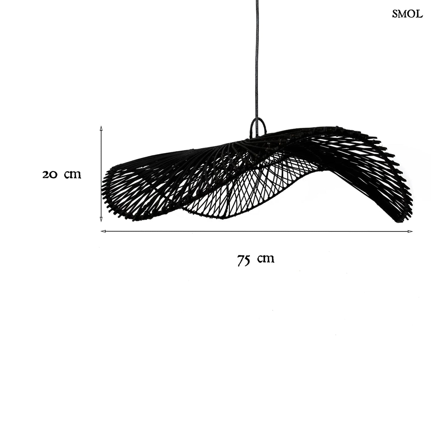 Természetes Rattan Függőlámpaernyő, 75 cm | CHAPEAU | SMOL - méretekkel