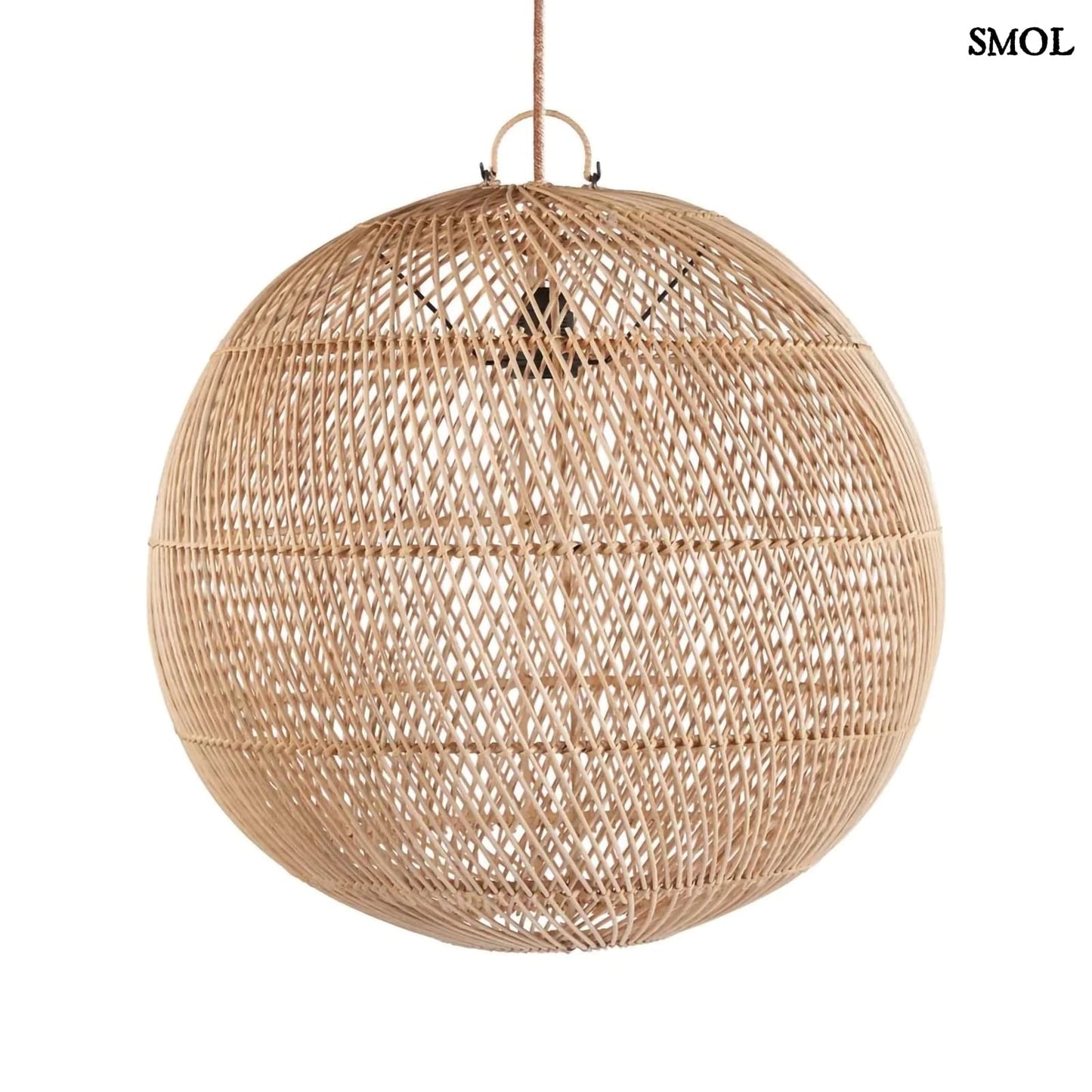 Természetes Rattan Függőlámpaernyő, ⌀ 50 cm | BUBBLE | SMOL - fehér háttérrel